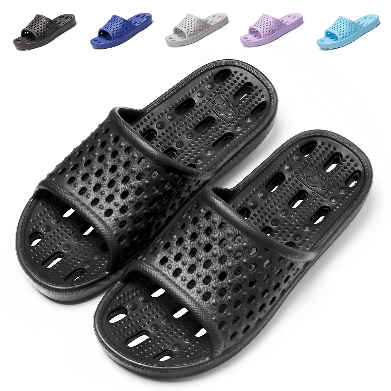 Mens Shower Shoes With Holes Dry Quickly Bath Slippers Womens Non Slip Indoor Home Bedroom Pool Spa Guest College Dorm