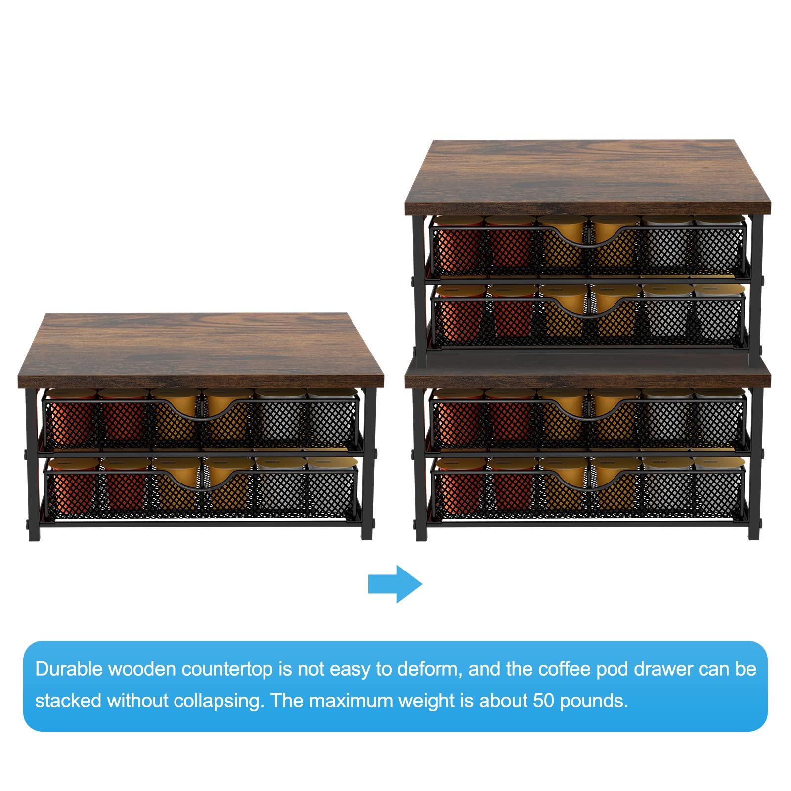 Coffee Pod Drawer Holder Capsule Storage Organizer 2 Tier Coffee Pods Holder With Sliding Baskets for 72 Capacity K Pod, Suit for Home Office Cafe Counter (Black) - Image 5