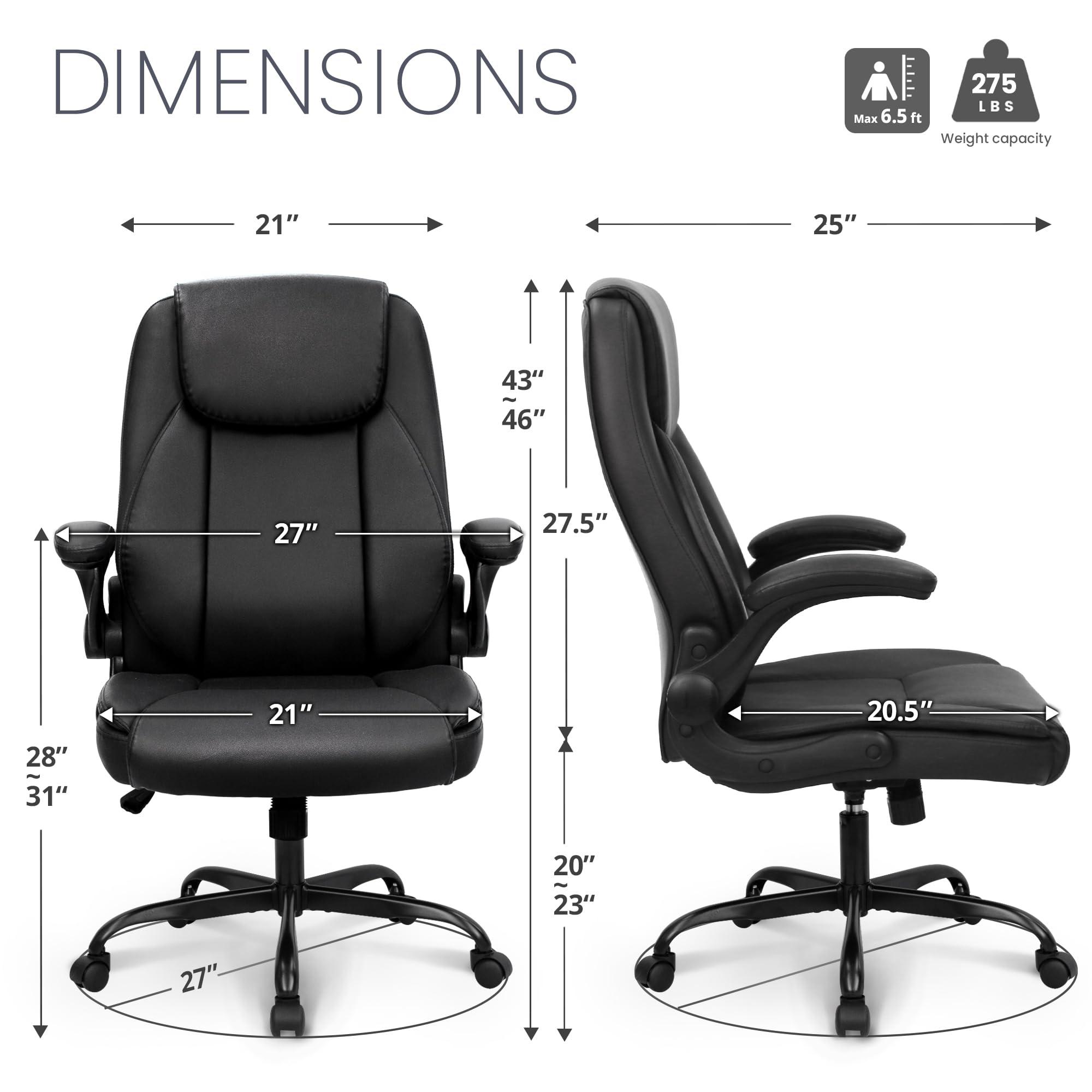 NEO CHAIR Ergonomic Office Desk Gaming Computer Chair Executive High Back Support Flip-up Arms Adjustable Height Swivel Rolling Wheels Comfy PU Leather for Home (Black) - Image 3