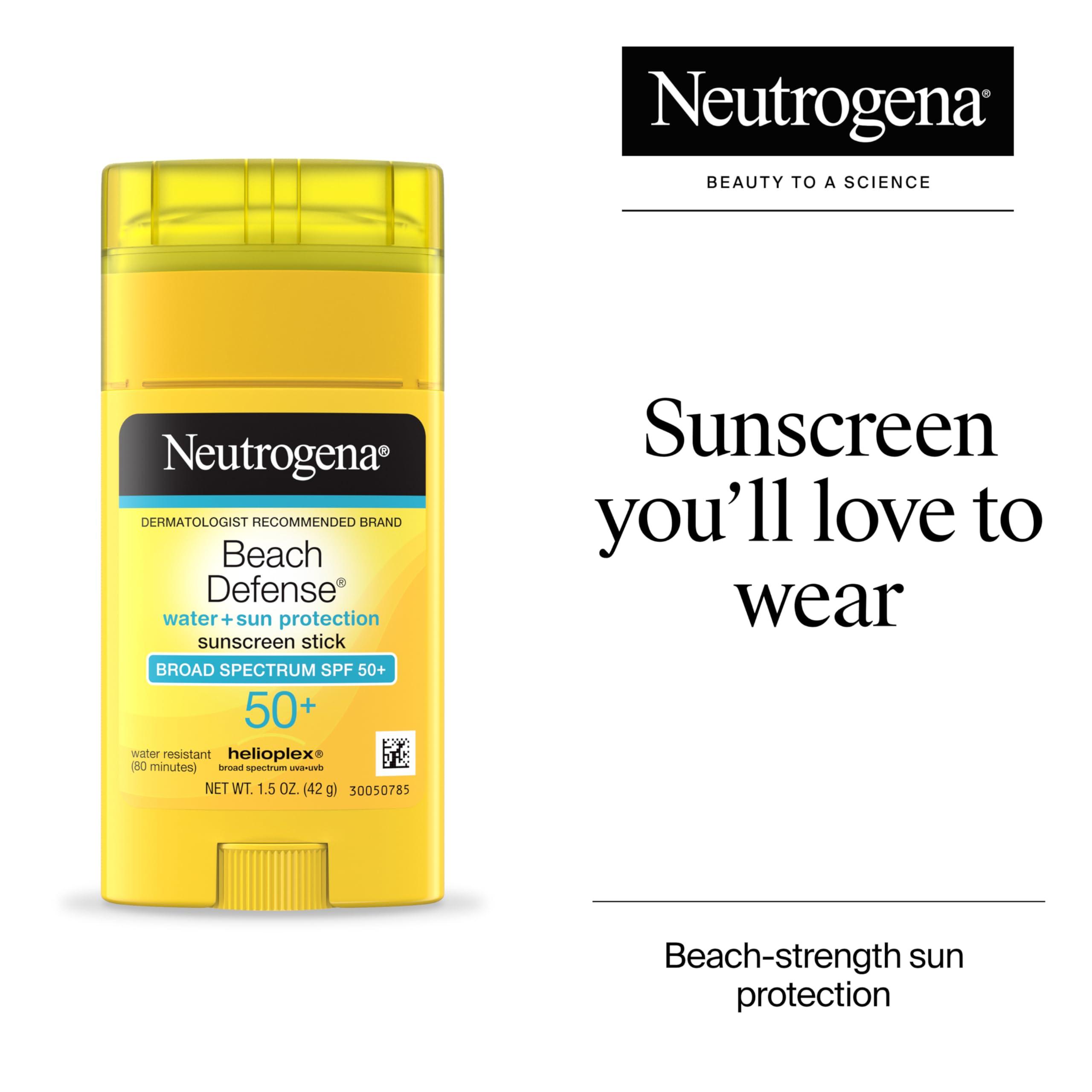 Neutrogena Beach Defense Sunscreen Stick SPF 50, 1.5 oz, Hands-Free Application, Oxybenzone Free Sunscreen for Face & Body, Water-Resistant Sun Protection, Travel Size - Image 2