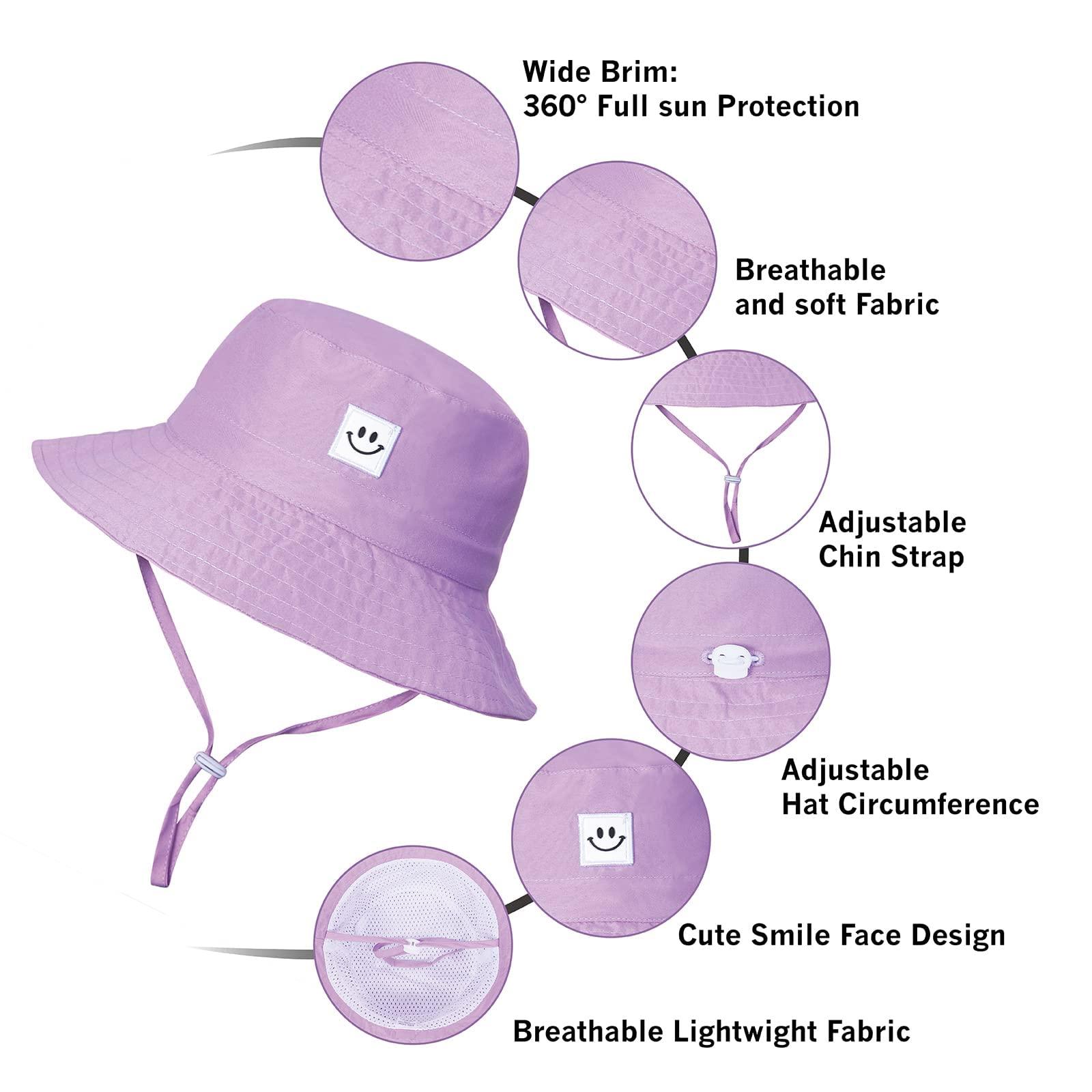 MaxNova Baby Sun Hat Smile Face UPF 50+ Toddler Bucket Hat for Boys Girls 0-7 Years - Image 4