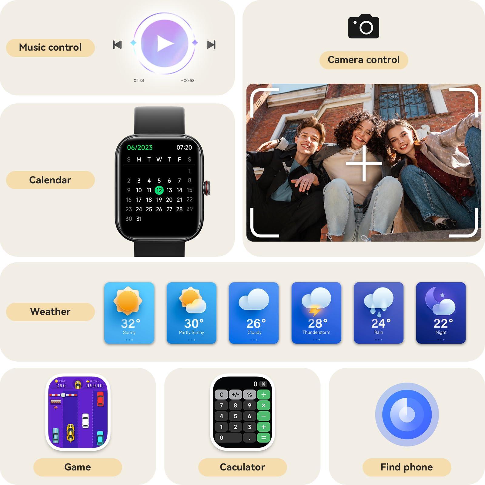 Smart Watch for Women Men, Smartwatch for iPhone & Android Bluetooth (Answer/Call) Built-in Alexa, 1.91" HD Fitness Tracker with 105+ Sport Modes, IP68 Waterproof, Sleep/Heart Rate/SpO2/Stress Monitor - Image 7