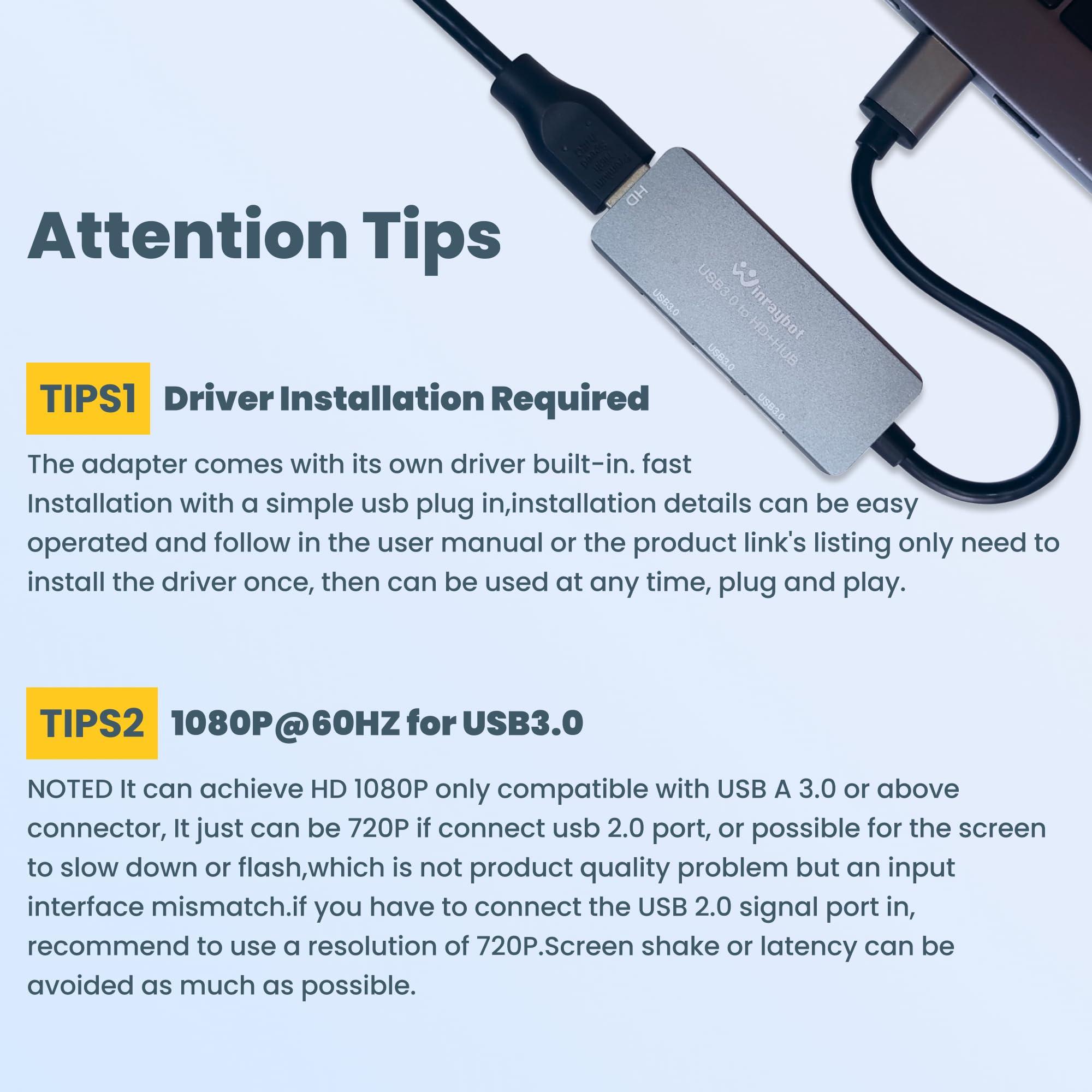 USB to HDMI Adapter,USB hub with HDMI,USB 3.0 to HD,HDMI to USB Adapter for Monitor,USB hub for Laptop with HD Supports Mac & Windows - Image 7