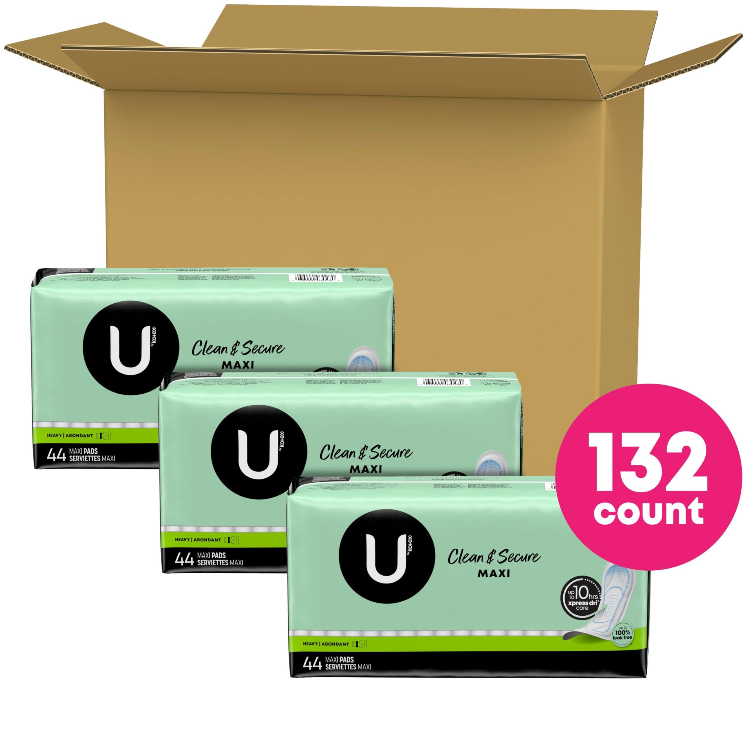 U by Kotex Clean & Secure Maxi Pads, Heavy Absorbency, 132 Count (3 Packs of 44) (Packaging May Vary) - Image 2