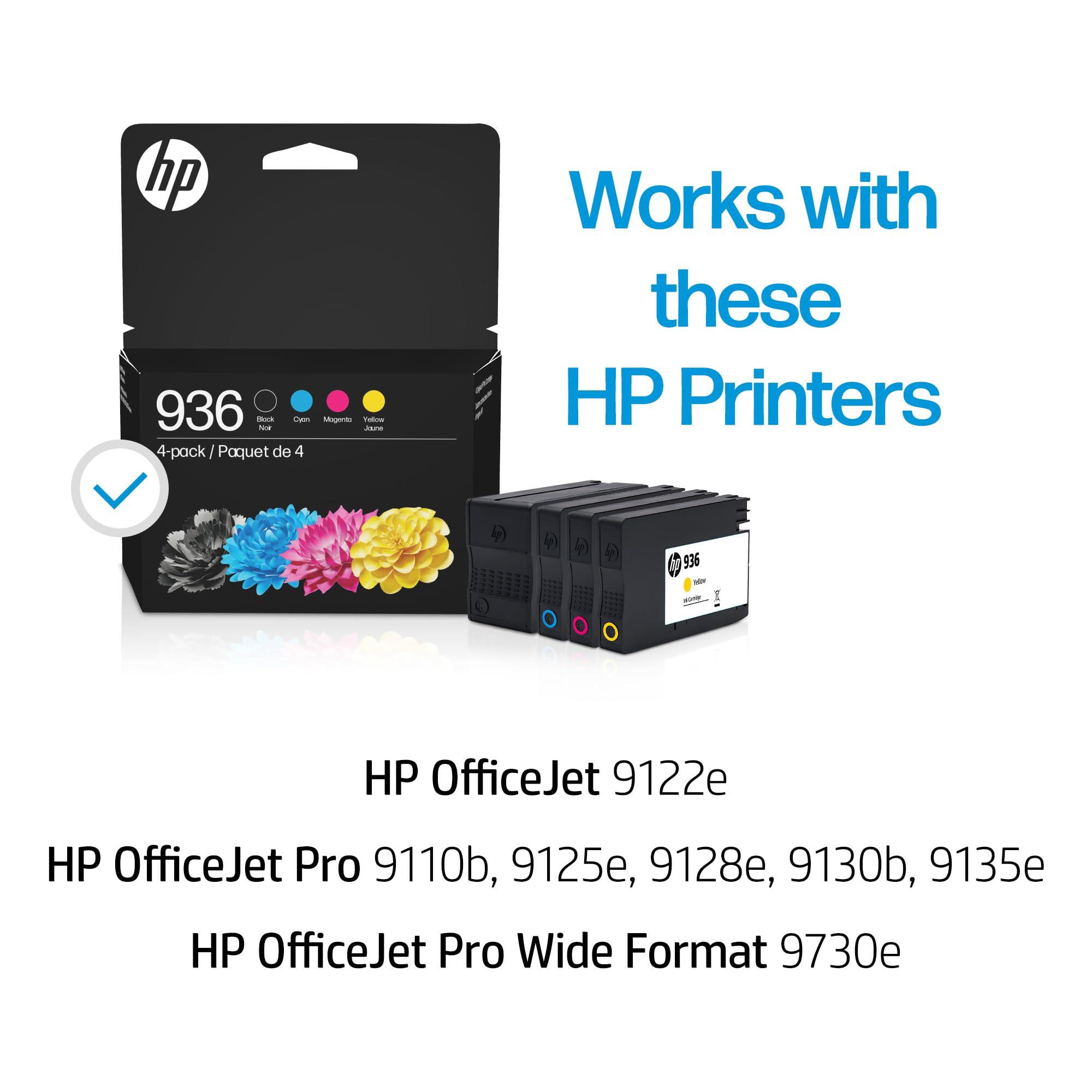 HP 936 Black, Cyan, Magenta, Yellow Ink Cartridges (4-pack) | Works with : OfficeJet 9122e; Pro: 9110b, 9125e, 9128e, 9130b, 9135e; OfficeJet Pro Wide Format 9730e | Eligible for Instant Ink | 6C3Z5LN - Image 2
