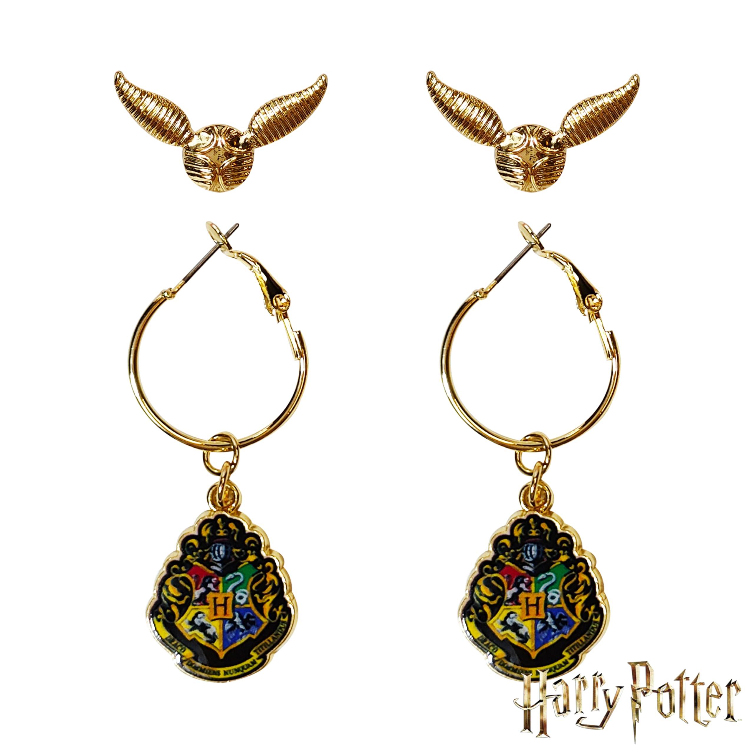 LUV HER Harry Potter Earrings 2 Hypoallergenic Earrings for Girls 1 Stud Earring 1 Fishhook Drop Earring Sets with Charms One Size Fits All Jewelry for Women Accessories Ages 4+ - Image 4