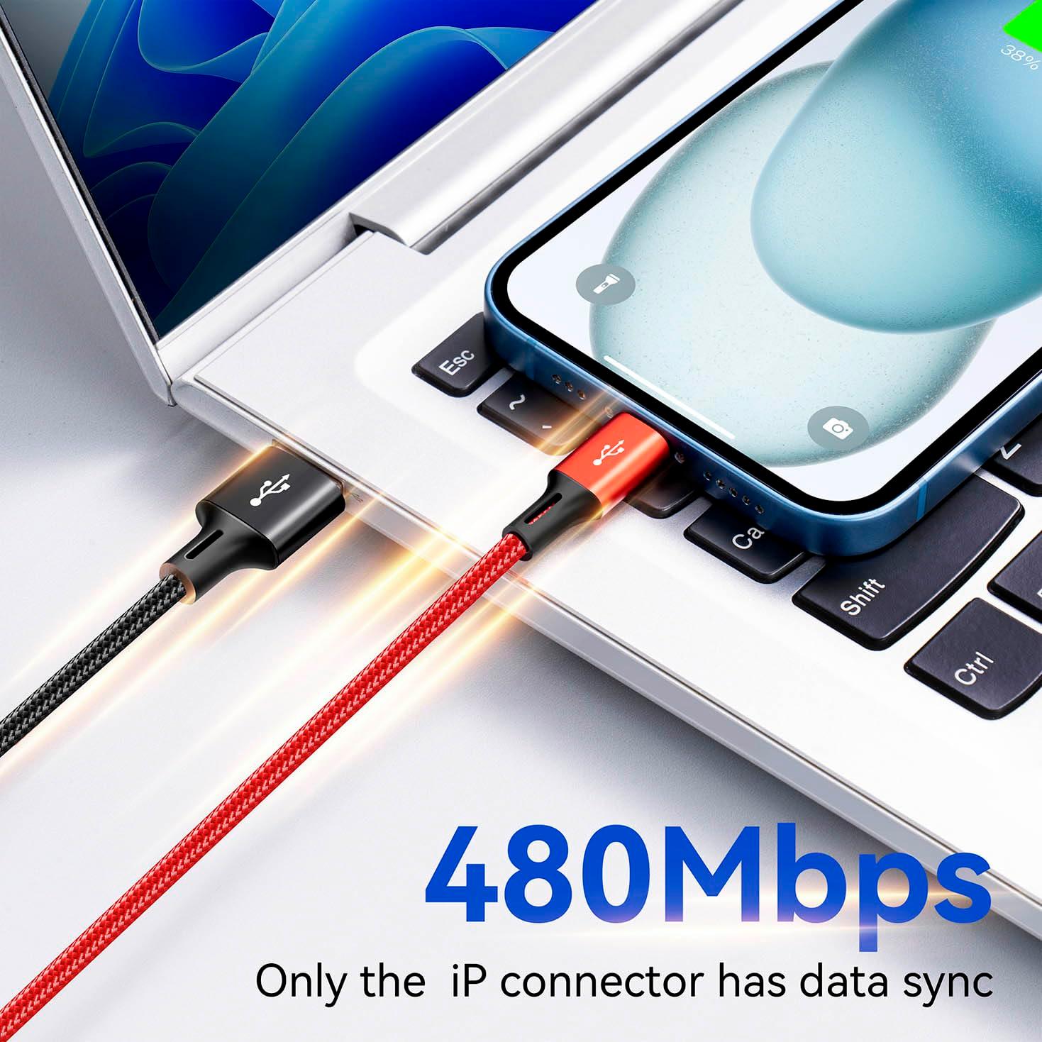 Multi Charging Cable, [2Pack 6Ft] 4 in 1 Braided Multi Fast Charging Cord, Multiple Charger USB Cable Adapter IP/Type C/Micro Port for Cell Phones,iPhone Series, Tablets, Samsung Galaxy, PS & More - Image 2