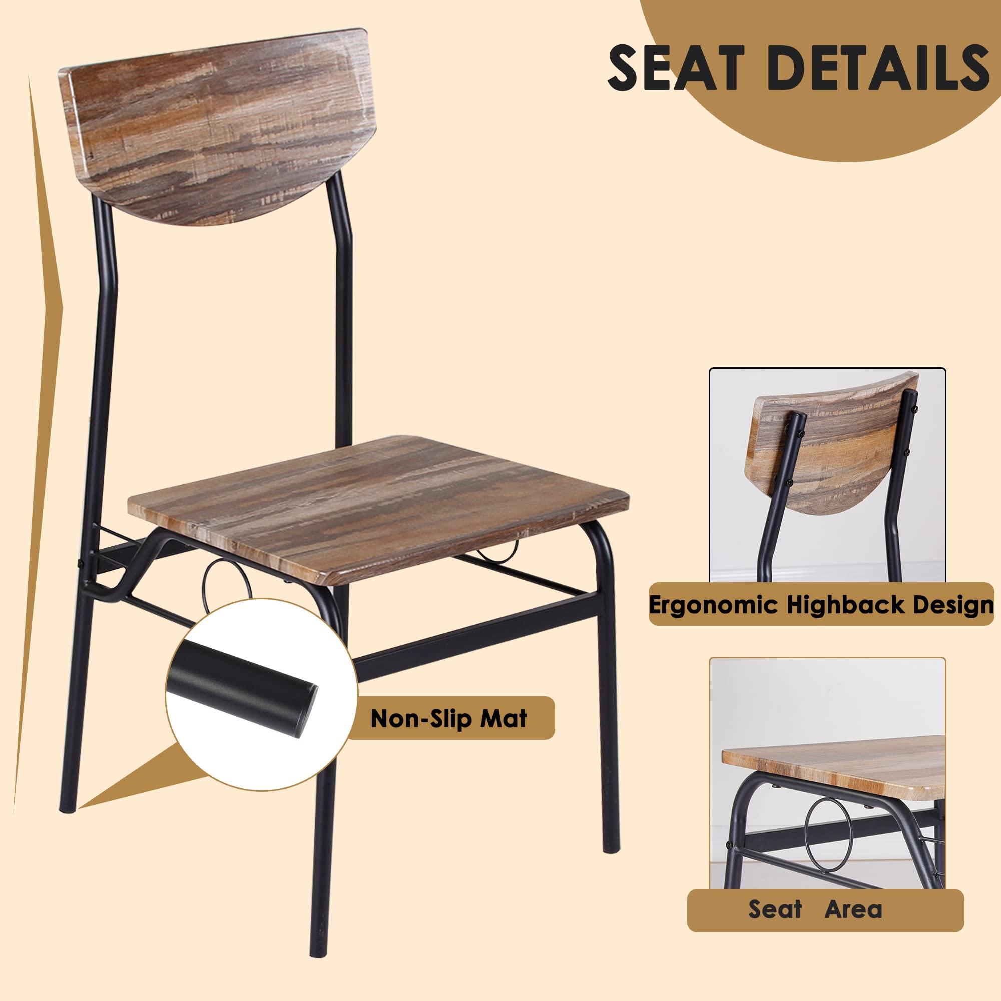 soges 5 Piece Dining Table Set for 4 Person, Kitchen Dinette Sets with 4 Chairs, Kitchen Table and 4 Chair Set with Storage Rack, Modern Dining Room Set with Wooden Top and Metal Legs - Image 6