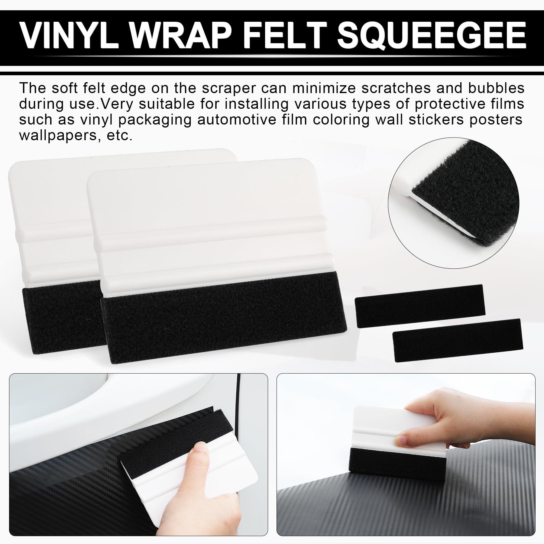 SINGARO Car Window Film Kit, 5PCS Car Glass Protective Window Tinting Privacy Film Tools, Vinyl Wrap Tools with Felt Squeegees, Detachable Knife, Extra Blades, Film Cutter - Image 4