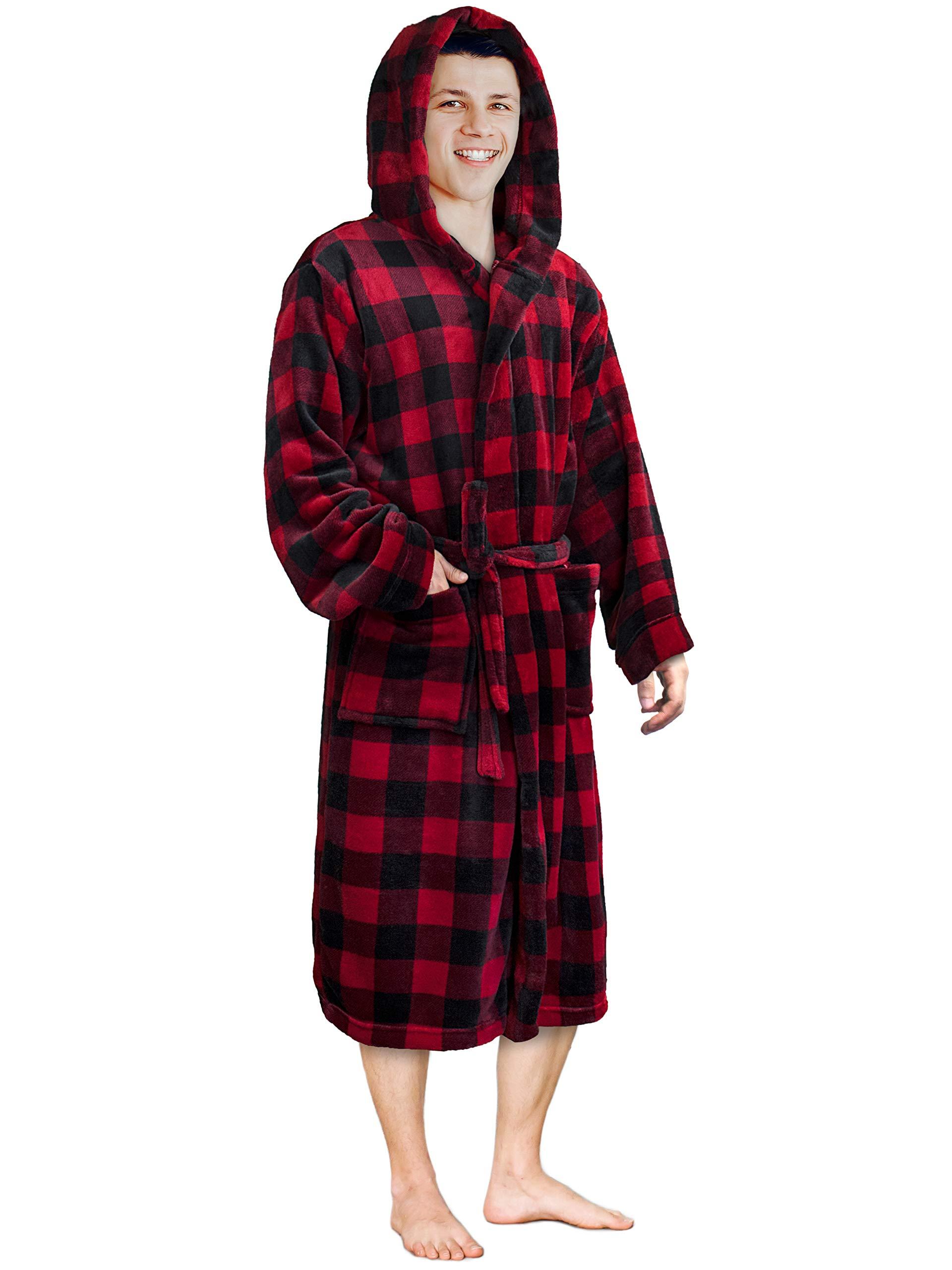 PAVILIA Mens Robe, Hooded Fleece Bathrobe for Men, Plush Long Warm Robe for Male Bath Spa - Image 8