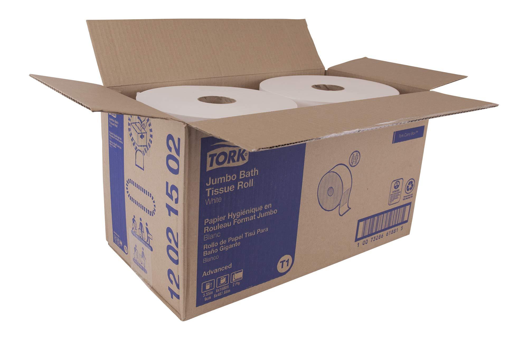 Tork Jumbo Toilet Paper Roll White T1, Advanced, 2-ply, 6 x 1600 feet, 12021502, 6 Count (Pack of 1) - Image 8