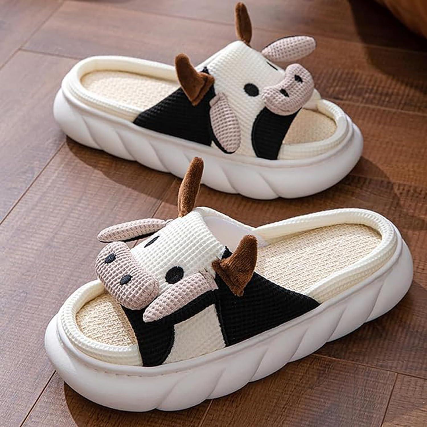 GULAKY Cow Slippers for Women Fuzzy Cute Kawaii Shoes Super Warm Soft Sole Non-slip Lightweight - Image 6