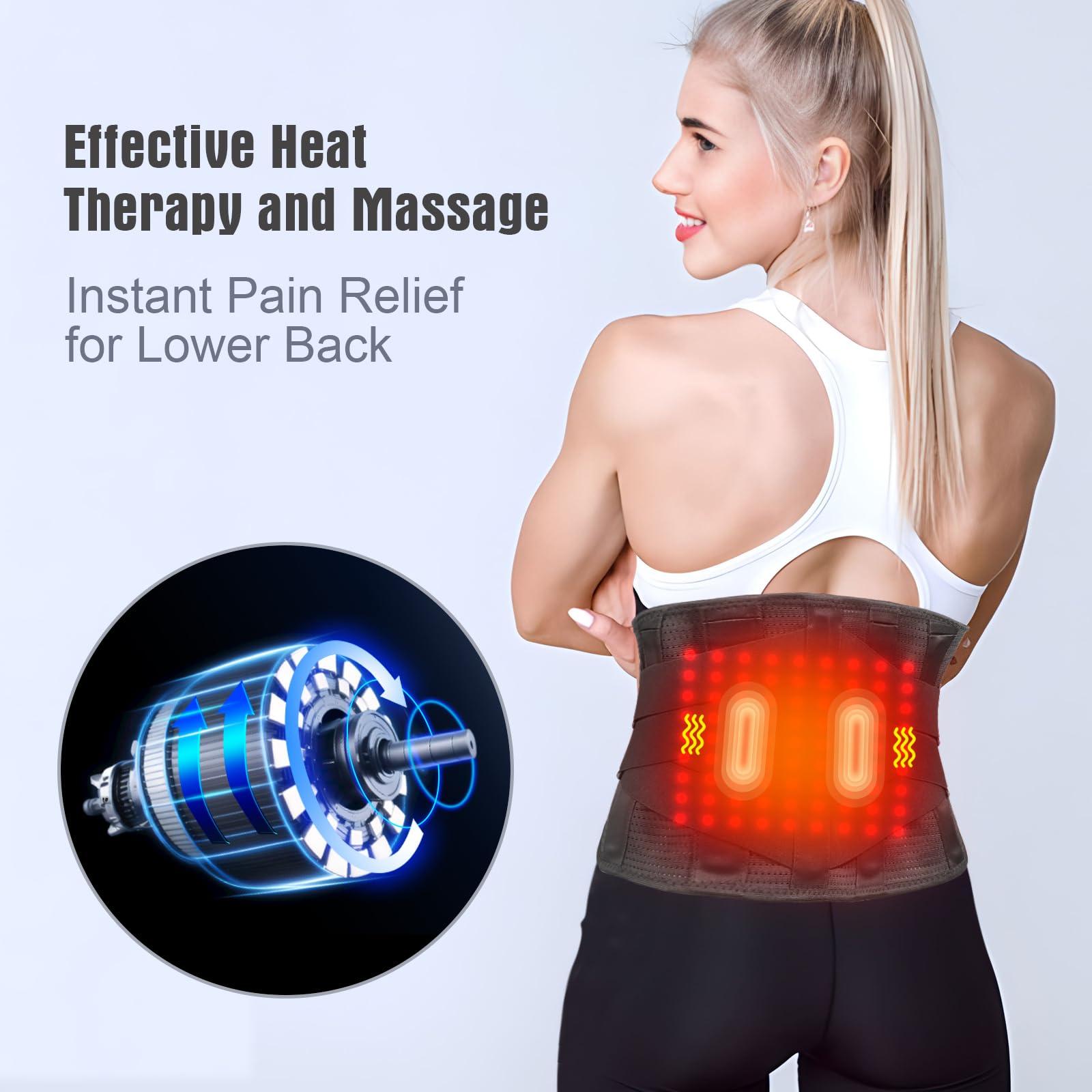 Oramuon Heated Back Brace with Massage, Rechargeable Heating Pad for Back Pain Relief, Adjustable Back Support Belt with Heat Therapy and Vibration Massager for Men and Women, XL - Image 4