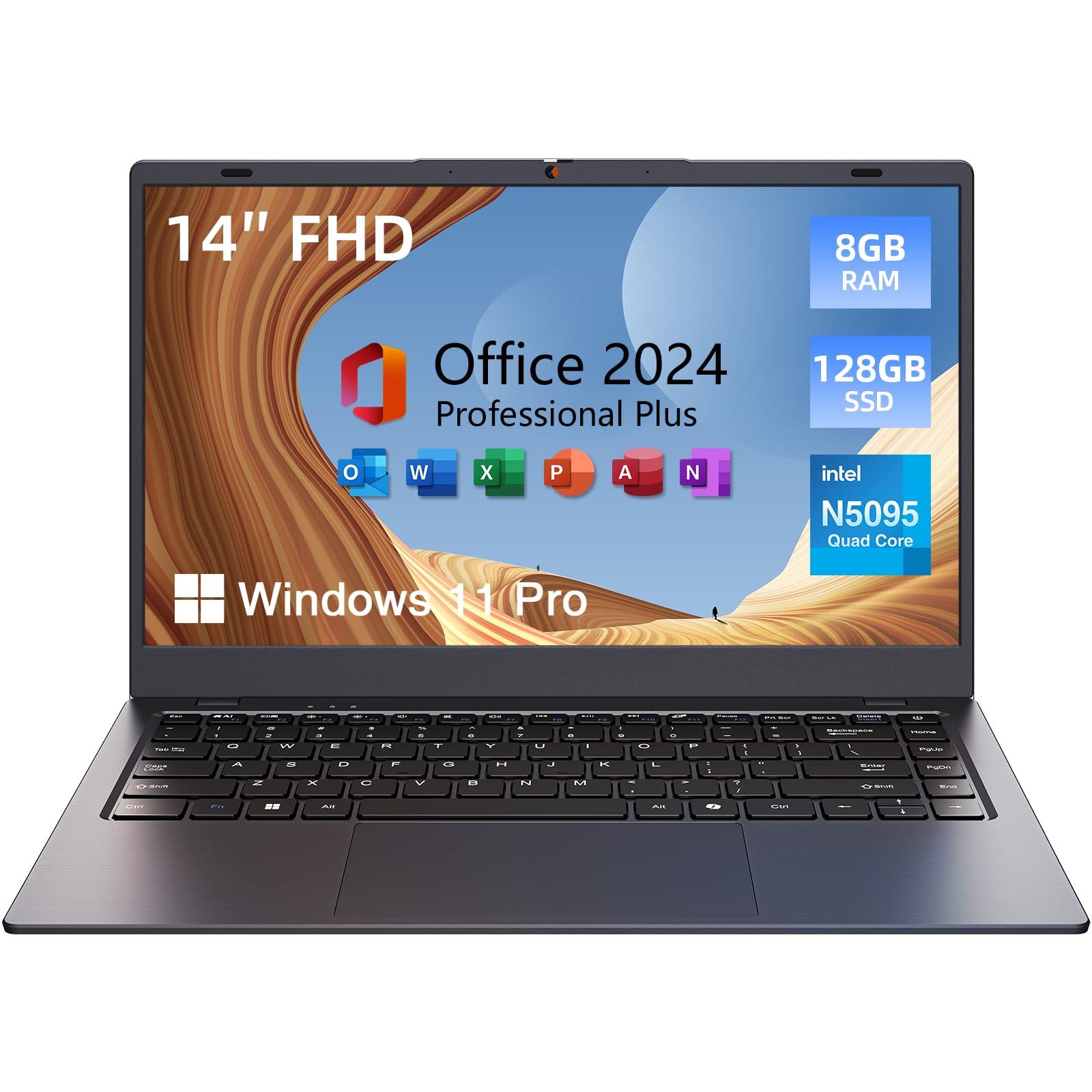 MARGOLAI 14 inch Windows 11 Laptop Computer, 8GB DDR4 RAM 128GB SSD, 4-Core Intel CPU (Up to 2.9GHz), Thin & Portable Notebook PC, WiFi, BT4.2, MS Office 2024