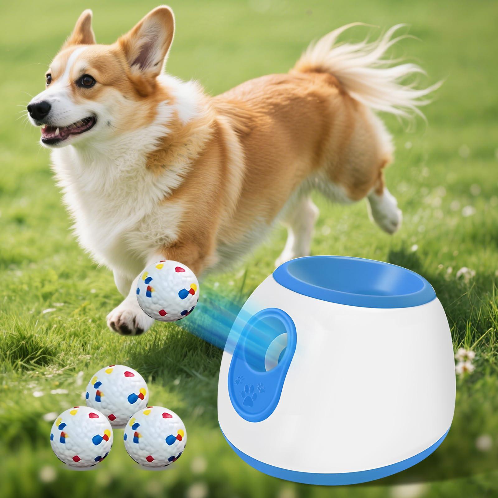 Abdtech Automatic Ball Launcher for Dogs - 2025 Upgraded Thrower Machine with 3 Launching Distance(10/20/30FT) 3 ETPU Tennis Balls, Interactive Dog Ball Thrower Mental Stimulation Training Dog Toys
