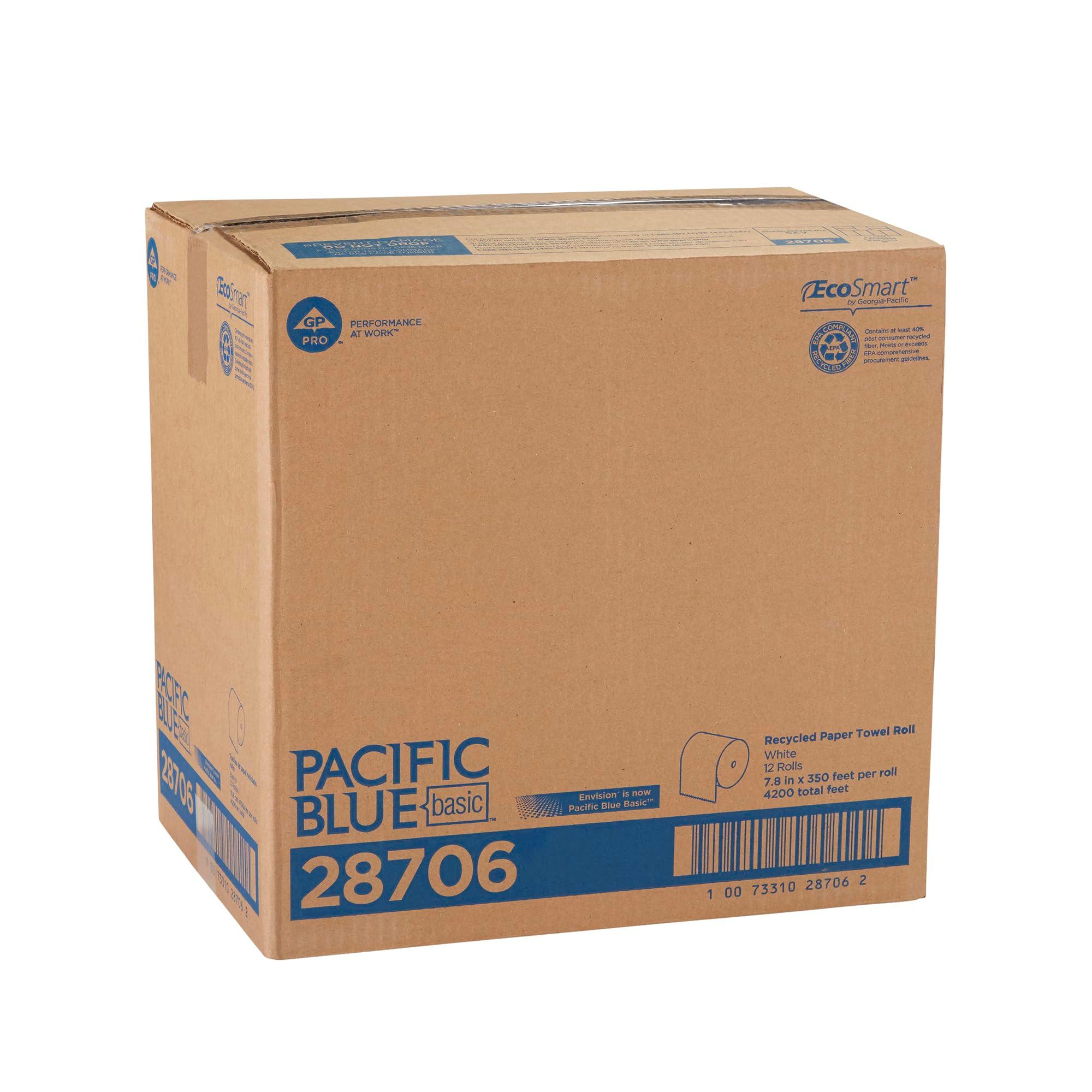 Pacific Blue Basic Paper Towel Rolls by GP PRO (Georgia-Pacific), White, 28706, 350 Feet Per Roll, 12 Rolls Per Case - Image 6