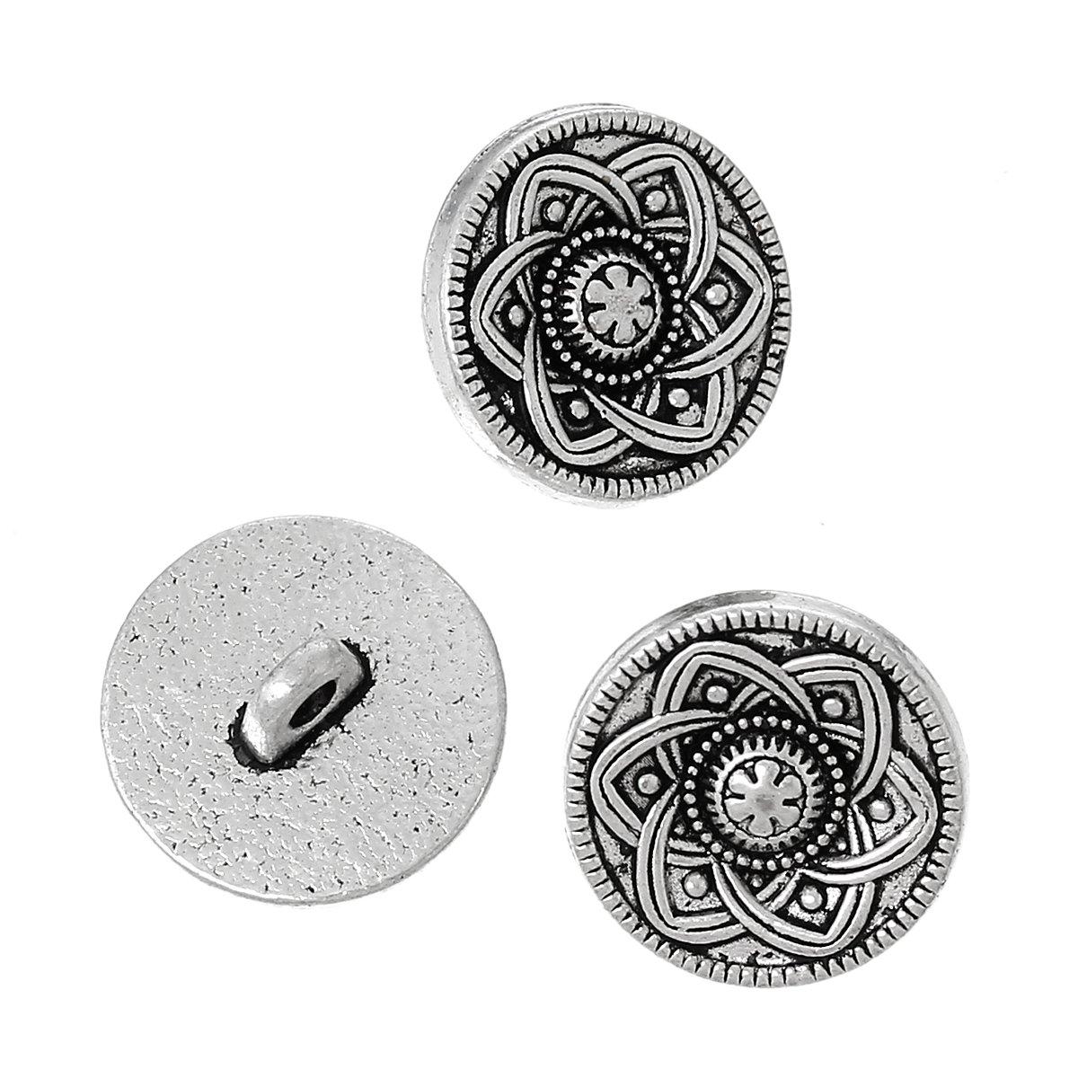 JGFinds Sewing Shank Buttons - 30 Pack, 15mm, Carved Flower Design with Vintage Antique Silver Look, Decorative Blazer, Clothes, Luxury Buttons for Crafts - Image 4