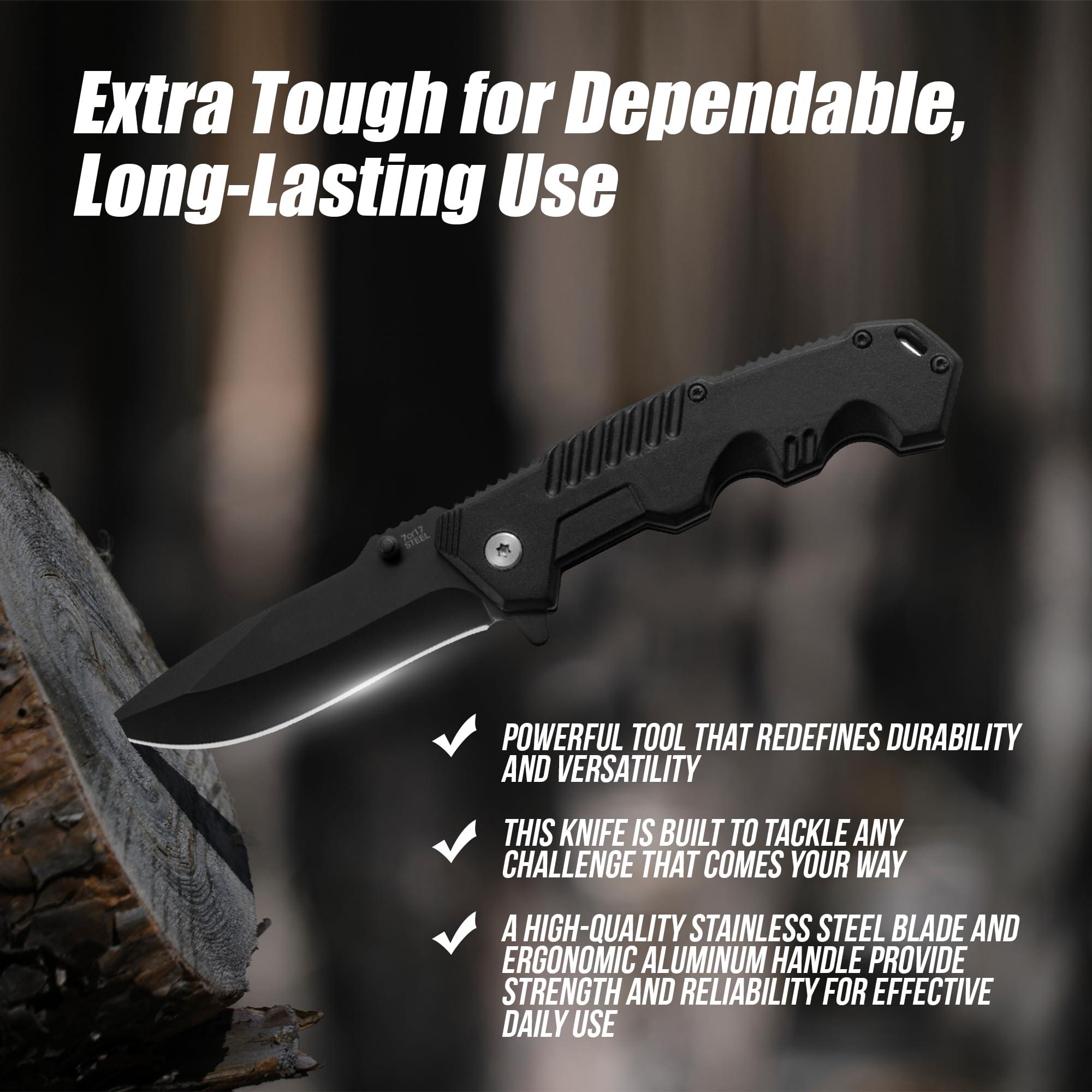 AOSILEY Pocket Folding Knife with Stainless Steel Point Lock Blade Knives and Lightweight Lockback Multi-Tool for Camping, Outdoor, Hunting，Survival and EDC - Image 2