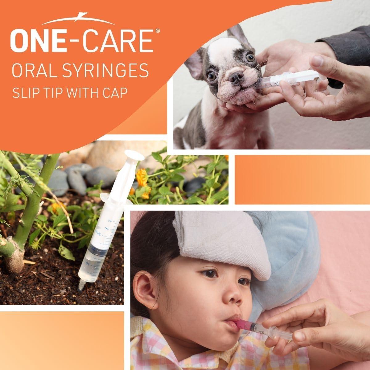 ONE-CARE 5ml Oral Syringe with Cap - Sterile, Individually Wrapped - 100 Syringes, Slip Tip, Uses include oral administration of medicine for infants, adults and animals - Image 6