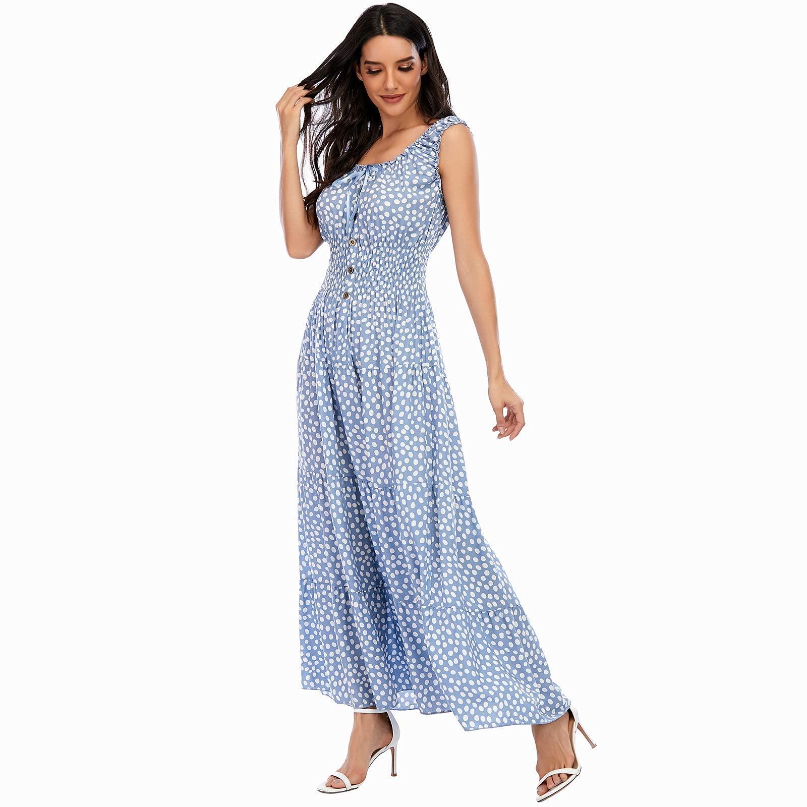 OSTOO Women's 2025 Summer Boho Floral Print Tiered Casual Flowy Long Maxi Dress - Image 5