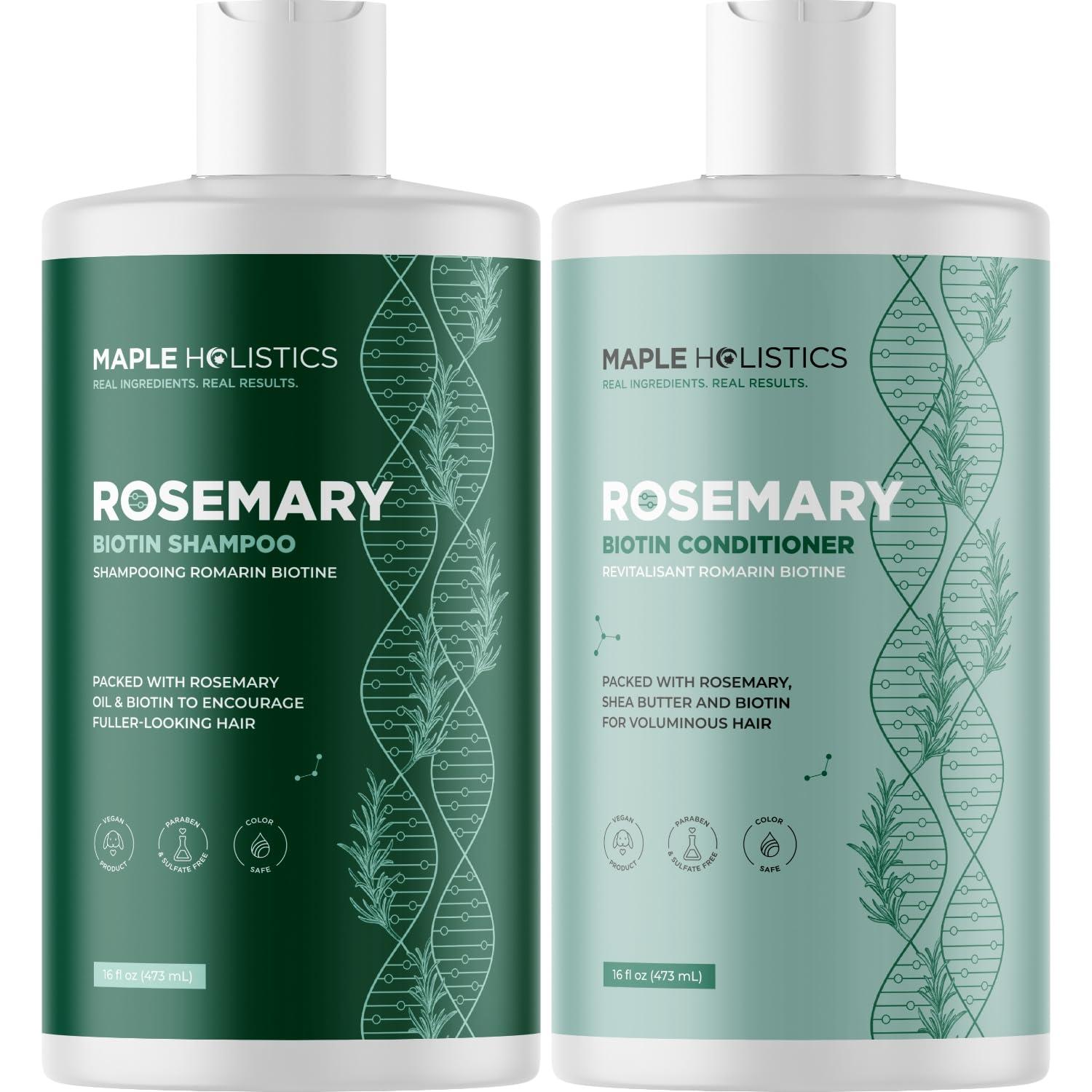 Biotin Rosemary Shampoo and Conditioner Set - Vegan Sulfate Free Biotin Shampoo and Conditioner Set Hair Growth Complex with Volumizing Rosemary Essential Oil for Fine Weak & Dull Hair