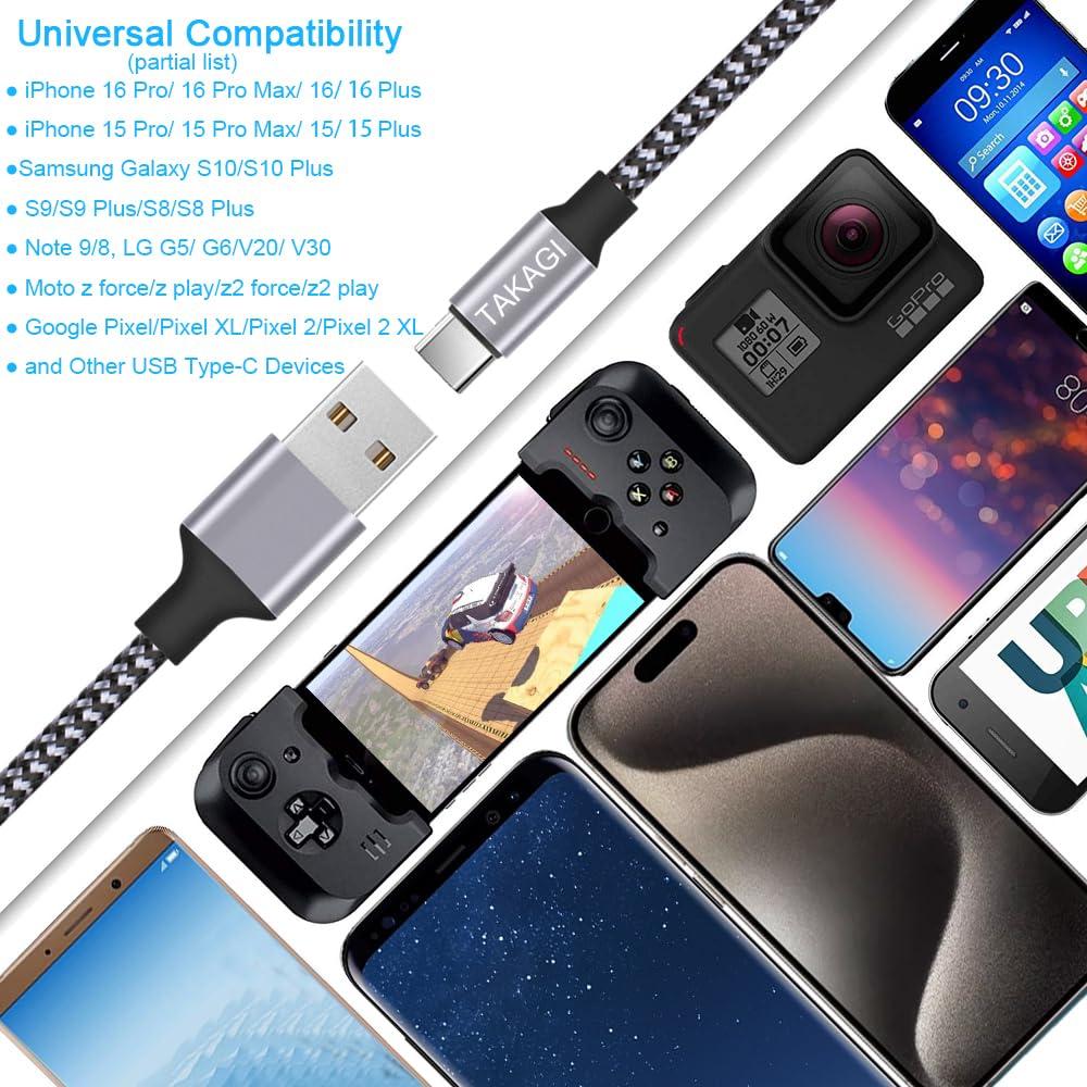 TAKAGI USB to USB C Cable (3Pack 6ft) USB A to Type C Cable Fast Charging Nylon Braided Data Sync Transfer Cord USB C Charger for iPhone 16 Pro Max/16 Plus/15 Pro Max/15 Plus/Galaxy S20 S10 Note 20 - Image 7
