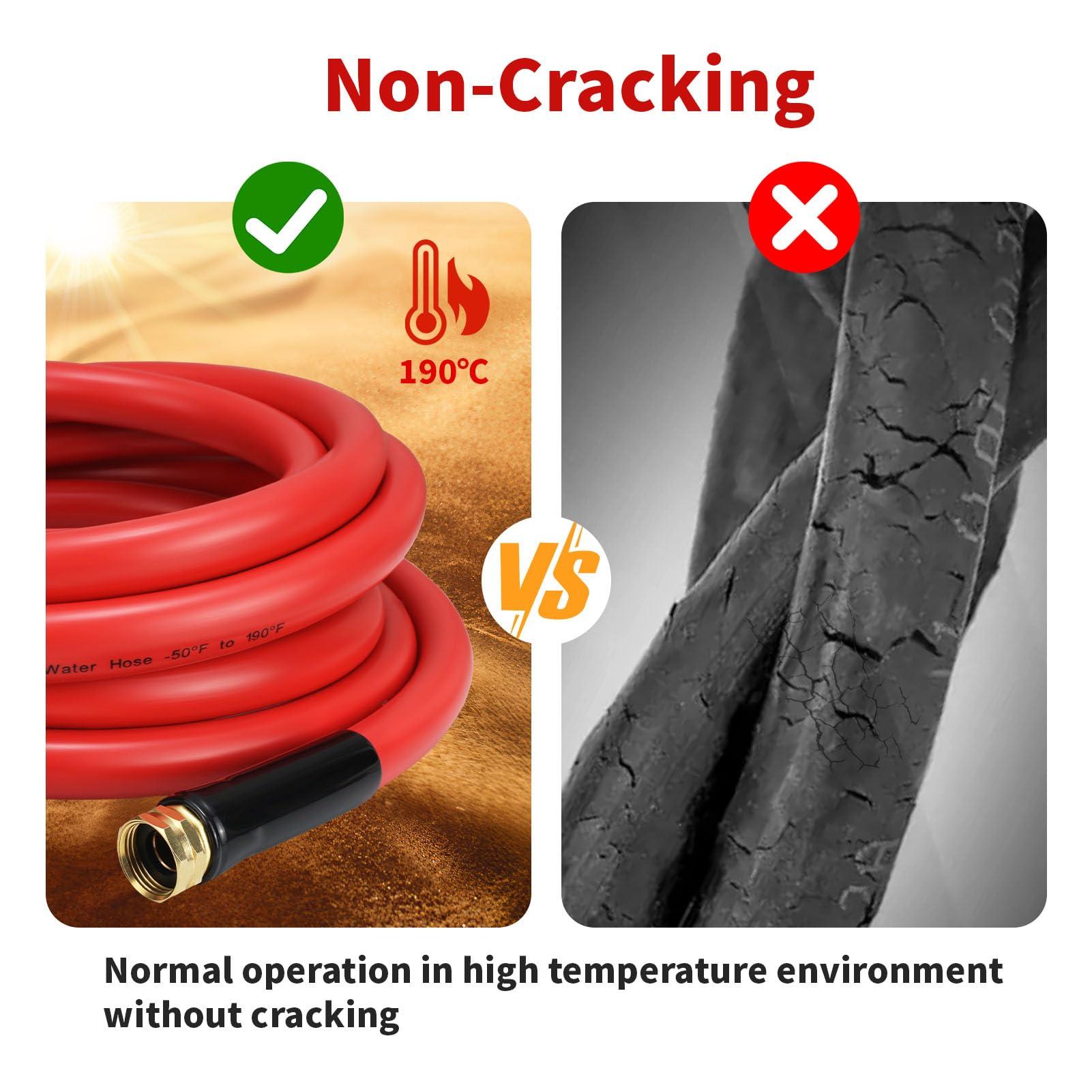 Garden Hose 50 ft x 5/8” Hot/Cold Heavy Duty Water Hose,-50°F to 190°F,Burst 600Psi Flexible Upgraded Rubber Hoses,3/4” Solid Fittings for All-weather Outdoor Lawn & Garden - Image 5