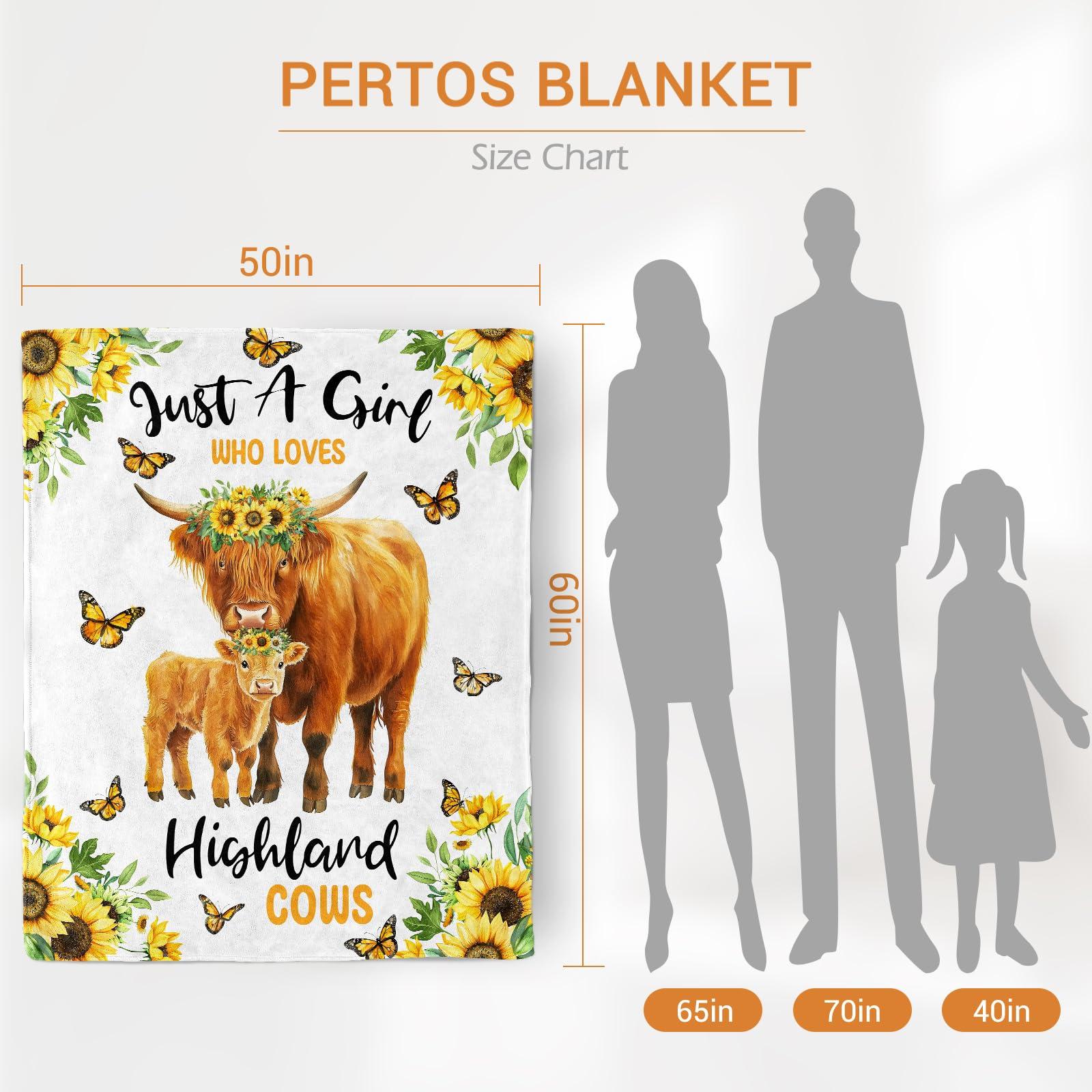 Levens Highland Cow Blanket Gifts Sunflower Cow Print Throw Blankets, Just A Girl Who Loves Highland Cows Soft Flannel Throw Gifts for Women Kids Adults Teens for Couch Sofa Bed Decor 60"X50" - Image 2