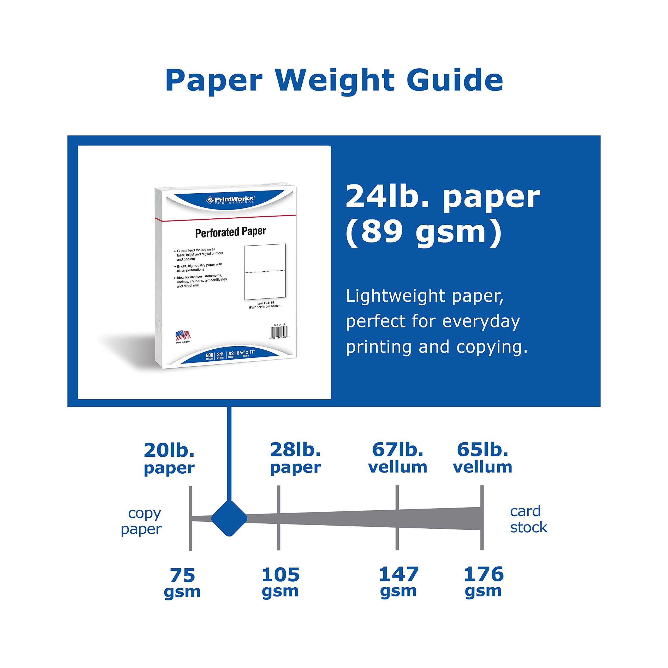 PrintWorks Professional Half Sheet Perforated Paper 8.5” x 11” - Perfect For W-2, 1099, & Statement Use - Made in the USA - 2500 Sheets - 20 lb - A5 Paper - Printer Compatible - White (04116C) - Image 6