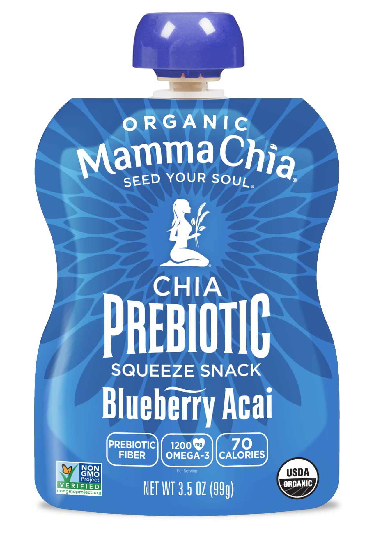 Mamma Chia Organic Prebiotic Squeeze Snack, Blueberry Acai, Fiber-Rich Prebiotic Gut Support, USDA Certified Organic, Non-GMO, Vegan, Gluten Free, 14 Ounce (Pack of 6) - Image 3