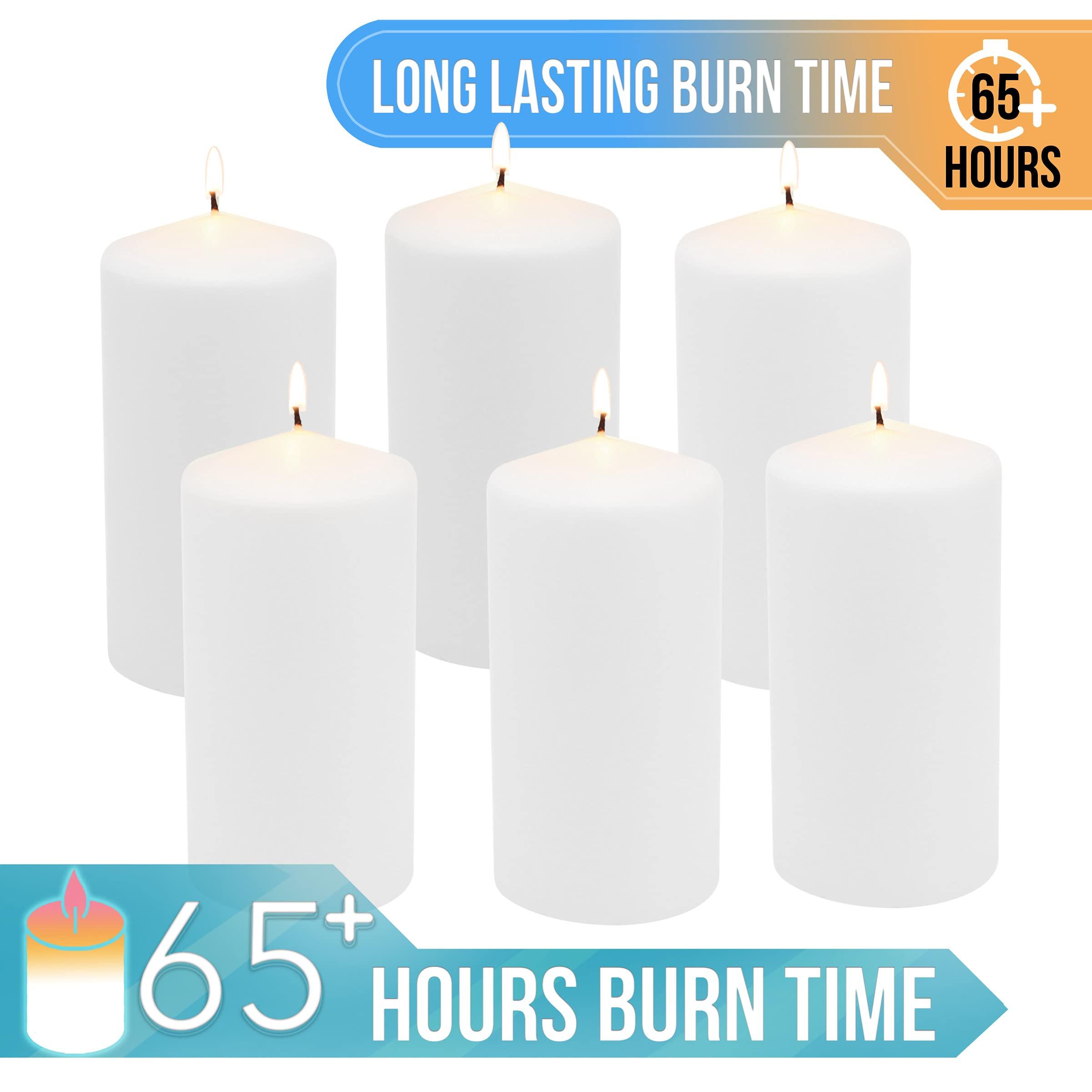 Stonebriar Unscented White Tall Pillar Candles, 65 Hour Burning Candle Pillars, Perfect for Decor, Weddings, Emergencies 3" X 6", 6 count - Image 7