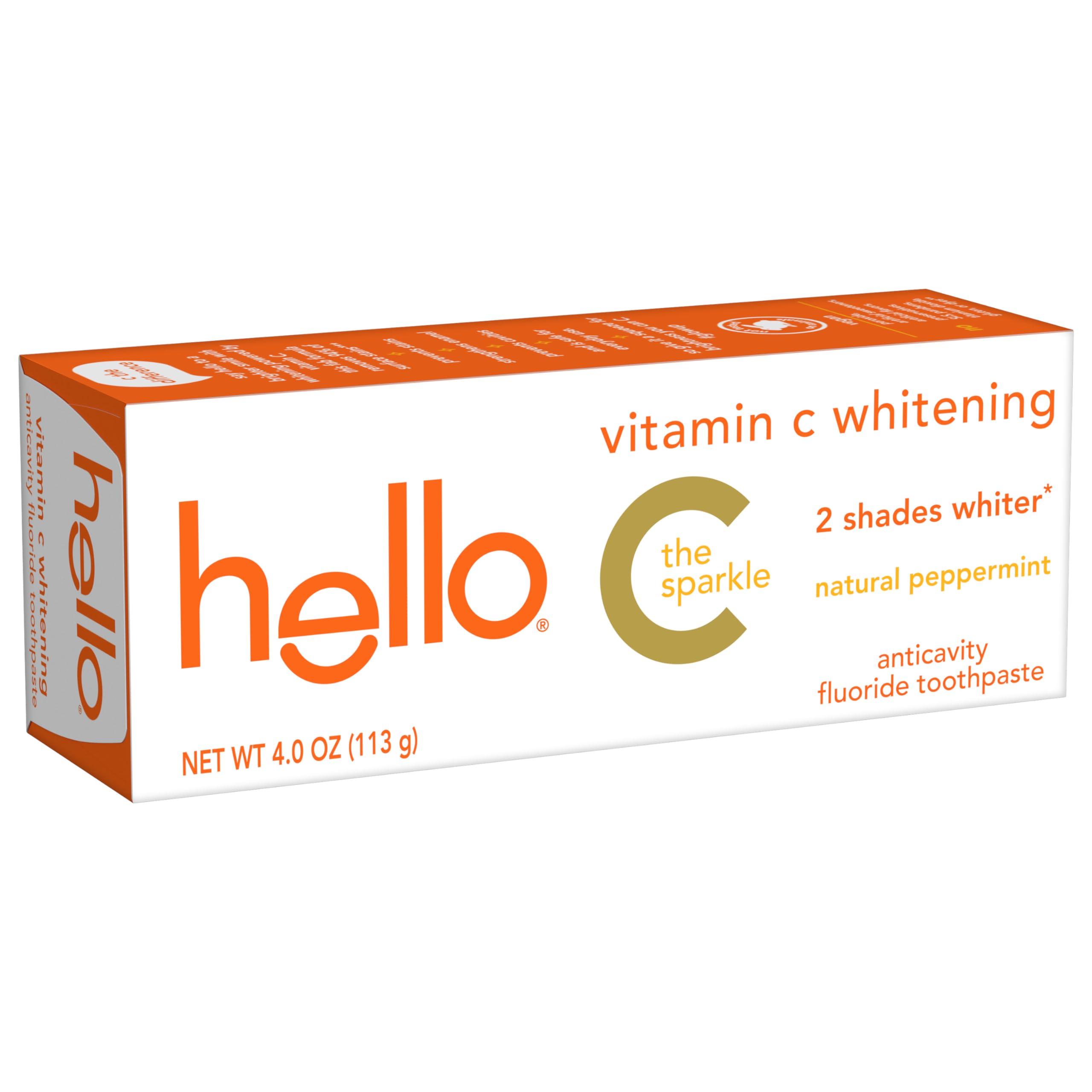 hello Vitamin C Whitening Toothpaste with Fluoride, Whitening SLS Free Toothpaste, Up to 2 Shades Whiter Teeth, No Peroxide, Safe for Everyday Use, Natural Peppermint, 4.0 Oz - Image 7