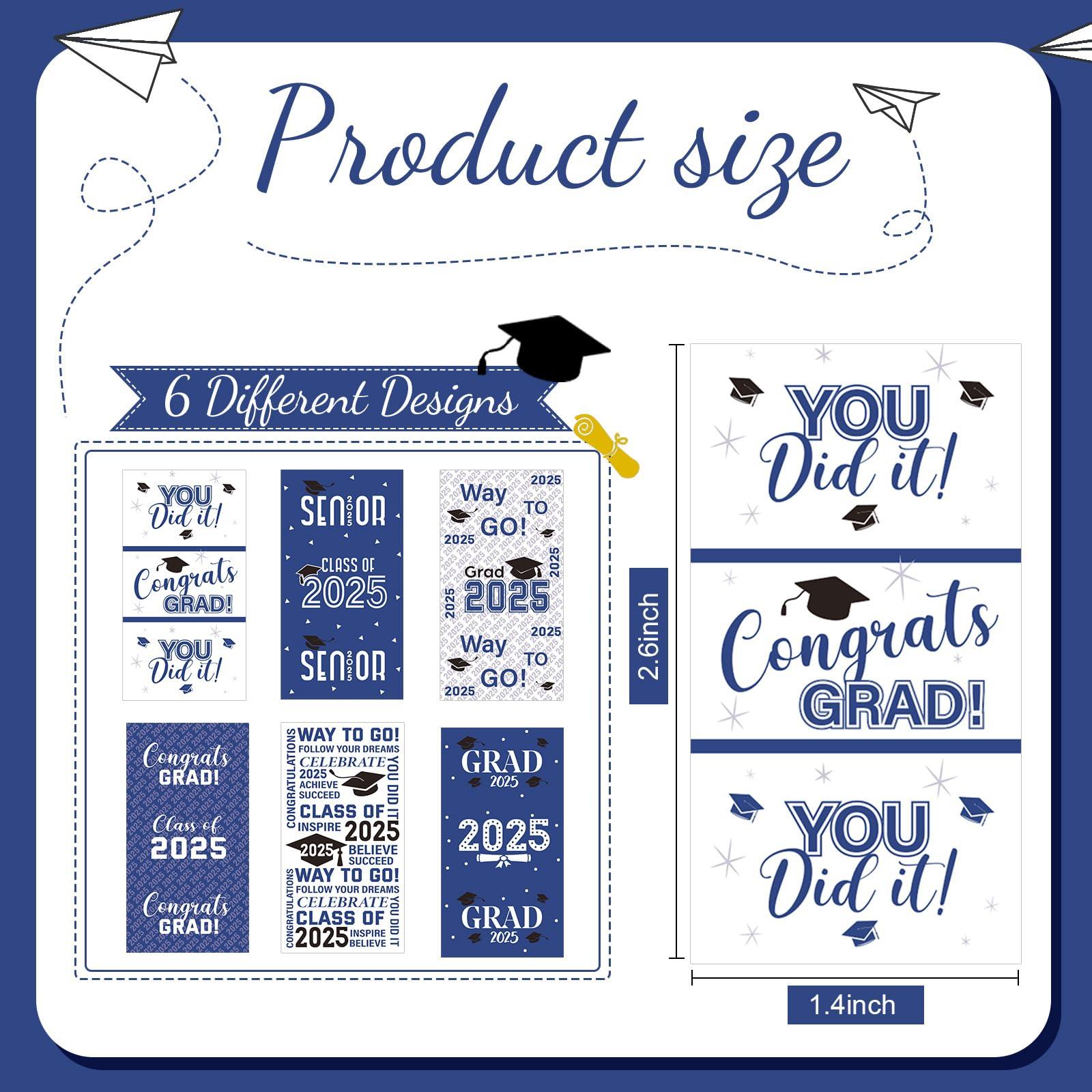 Outus 2025 Graduation Decoration Label Sticker Congrats Mini Candy Bar Wrapper Class of Party Supplies College High School Nursing Grad Celebration, Candy Not Included (Blue,90 Pcs) - Image 3