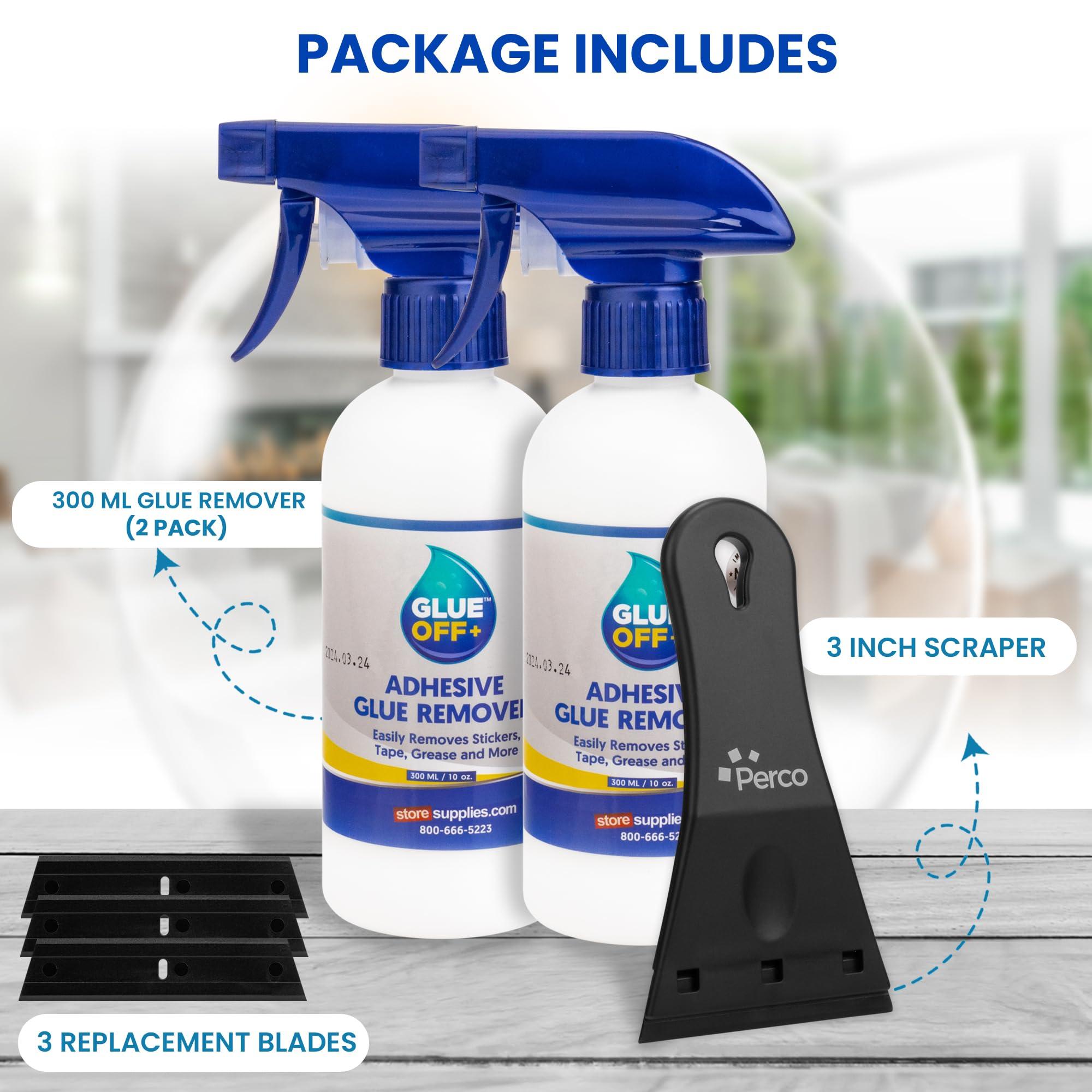 Perco Glue Off Adhesive Remover - Set of 2 10 fl. oz with Scraper | Glue Remover Spray Effortlessly Erase Adhesive Hassles & Car Stickers - for Label Sticker Residue - Image 2