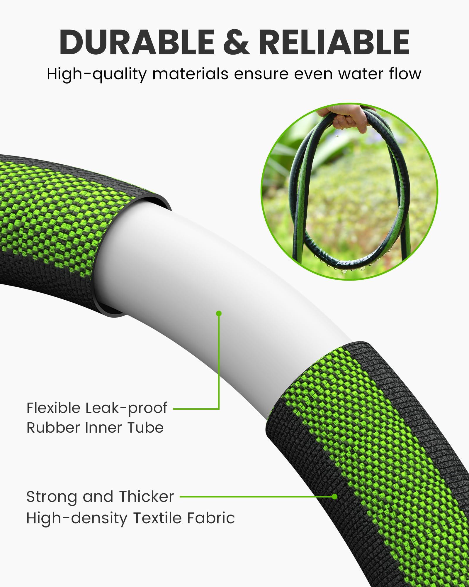 RAINPOINT 25ft Flat Soaker Hose, 80% Water-Saving Drip Irrigation Hose, Leakproof and Flexible with Anodized Aluminum Ends, Double Layer Gardening Hoses for Gardens, Vegetables and Trees, Green - Image 4