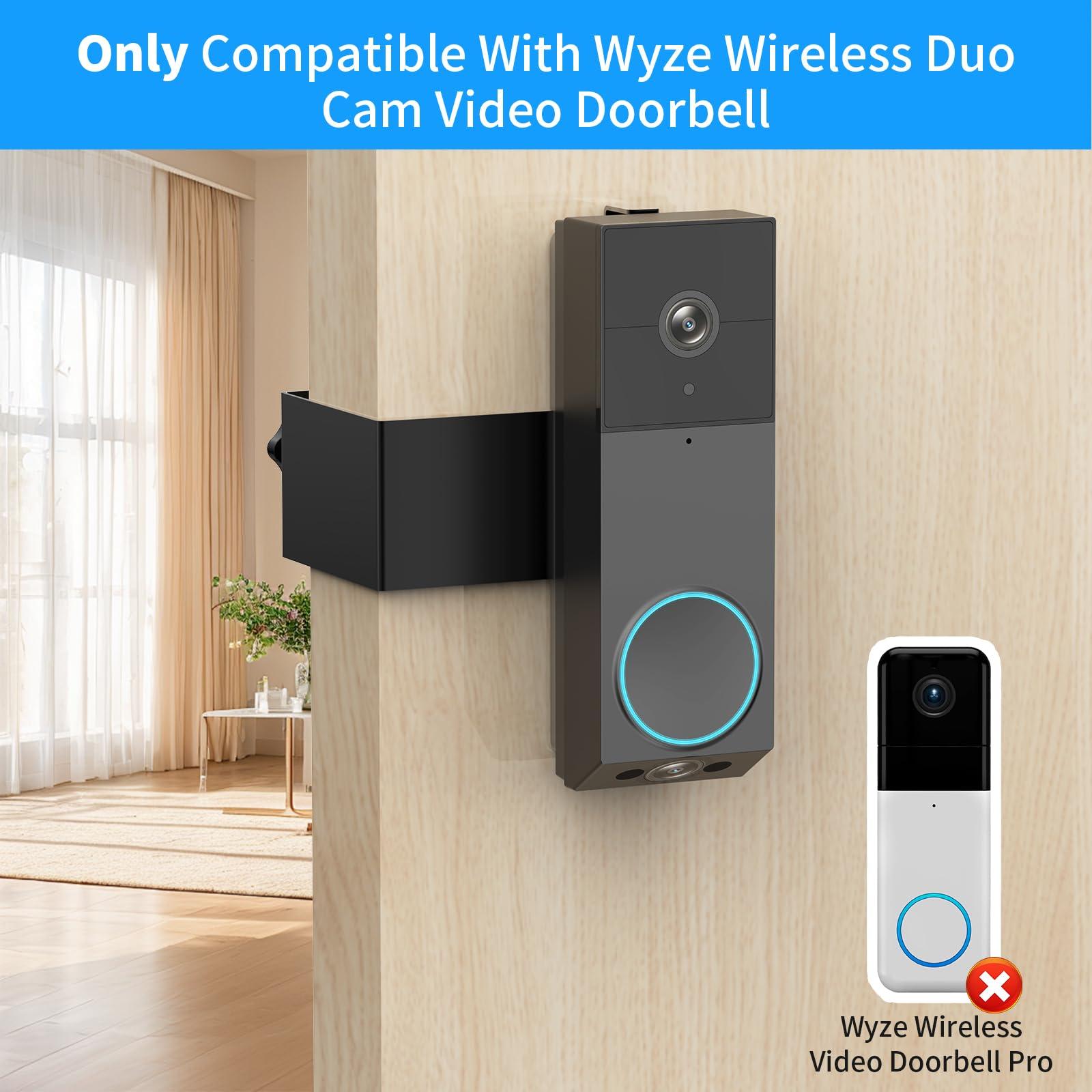Anti-Theft Door Mount for Wyze Duo Cam Doorbell Only, No-Drill Wyze Doorbell Camera Mount, Metal Adjustable Door Bell Kits for Home Rentals Room Black - Image 2
