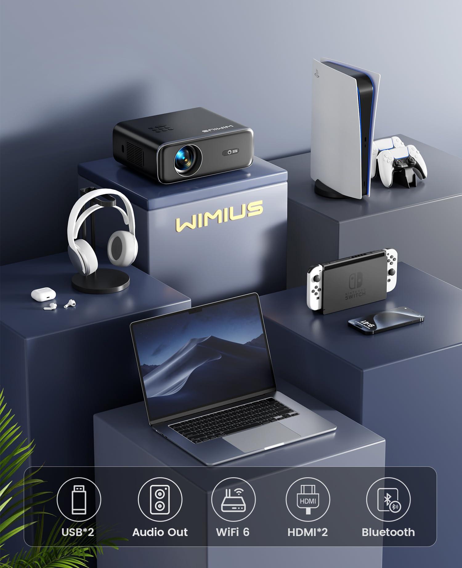 [Auto Focus/4K Support] Projector with WiFi 6 and Bluetooth 5.2, 700ANSI Native 1080P Outdoor Movie Projector, WiMiUS P62 Auto 6D Keystone & 50% Zoom, Smart Home Projector for iOS/Android/TV Stick - Image 6