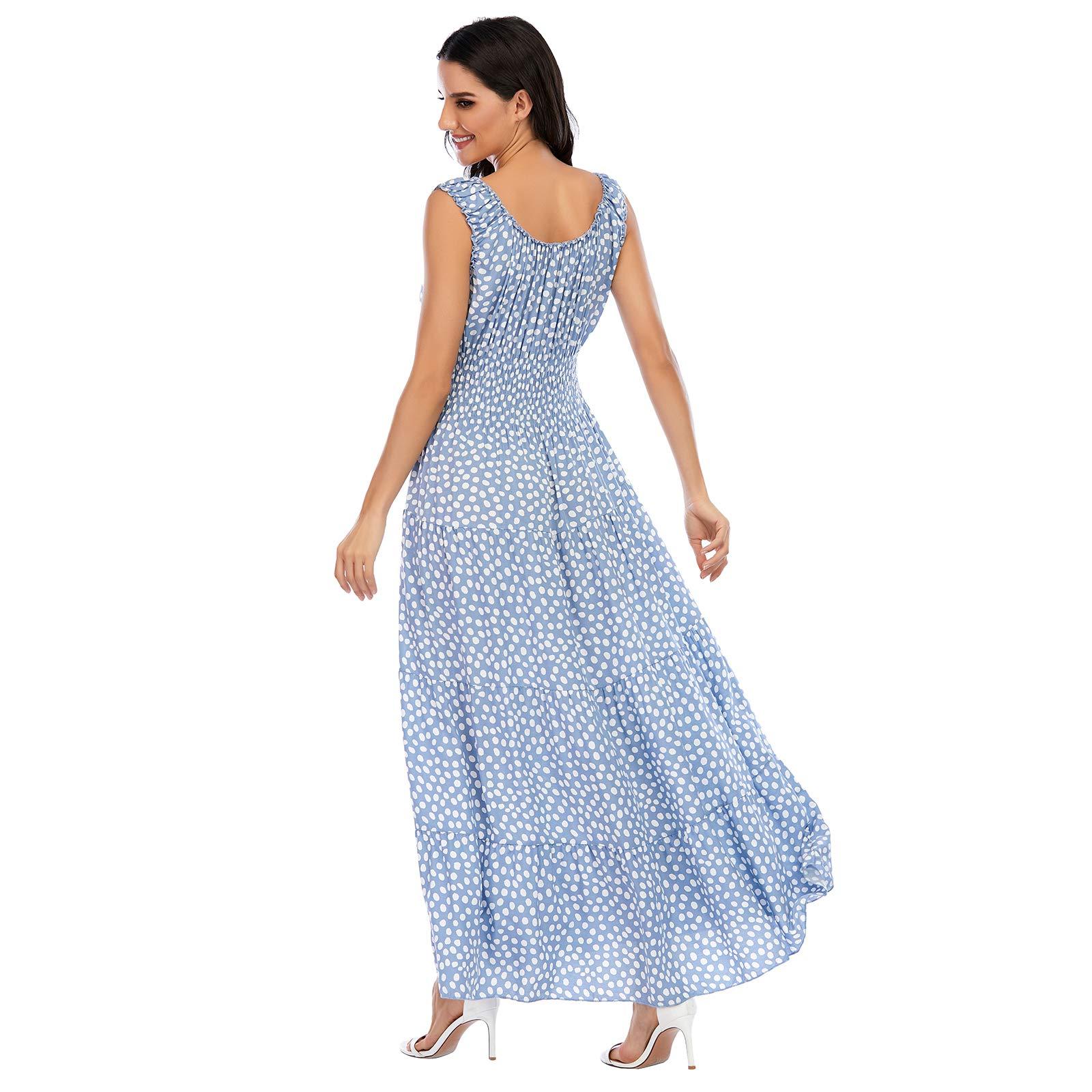 OSTOO Women's 2025 Summer Boho Floral Print Tiered Casual Flowy Long Maxi Dress - Image 3
