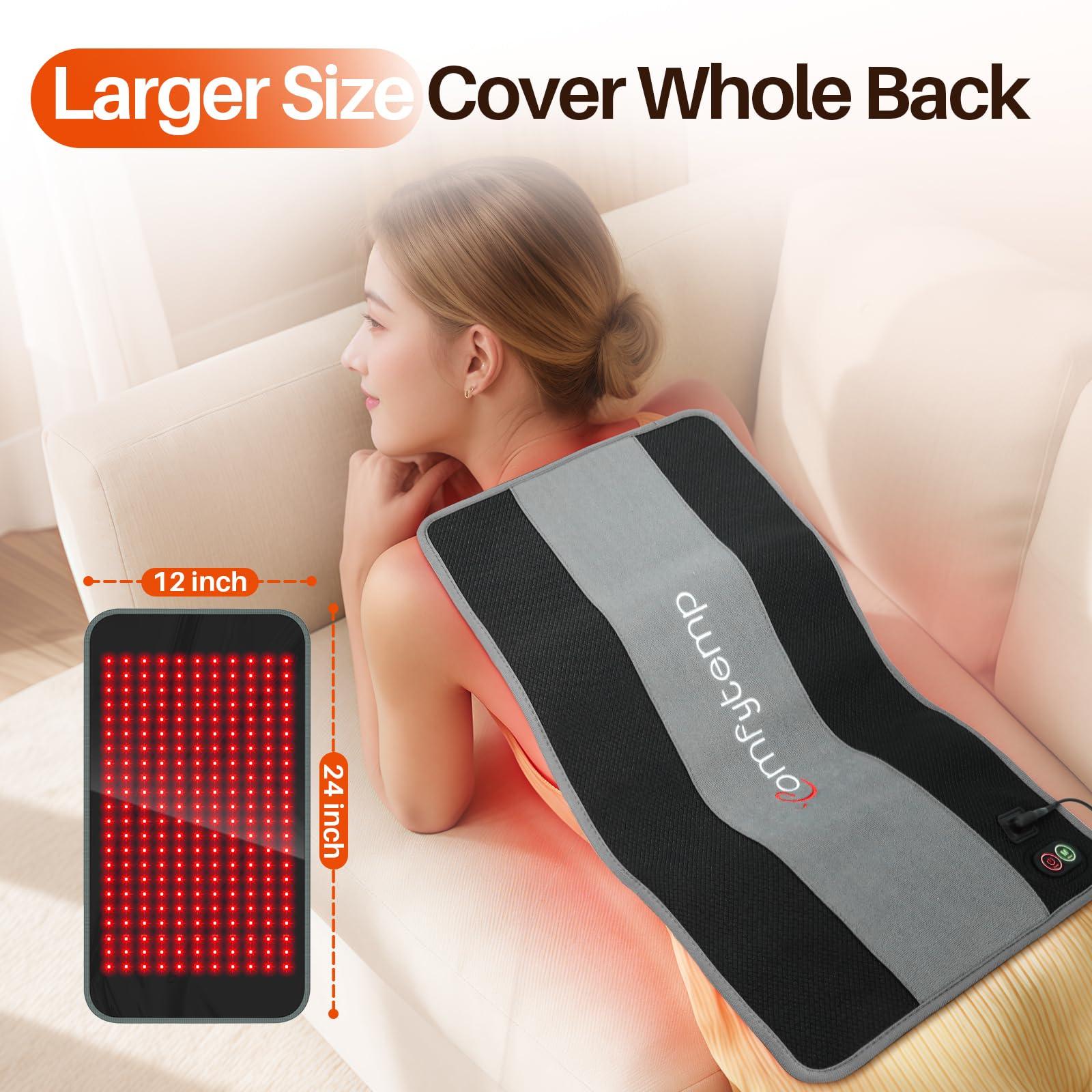 Comfytemp 24’’ x 12’’ Large Red Light Therapy Pad for Body, FSA HSA Eligible Near Infrared Light Therapy Wrap, Light Therapy Pad for Back Shoulder Joint Muscle Pain Relief, Father's Day Gifts, 32W - Image 2