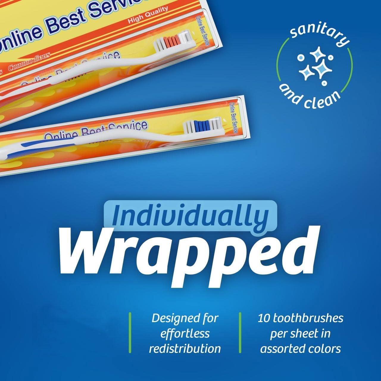 Online Best Service 100 Pack Toothbrush Standard Classic Medium Soft Toothbrush Bulk Individually Wrapped - Image 4