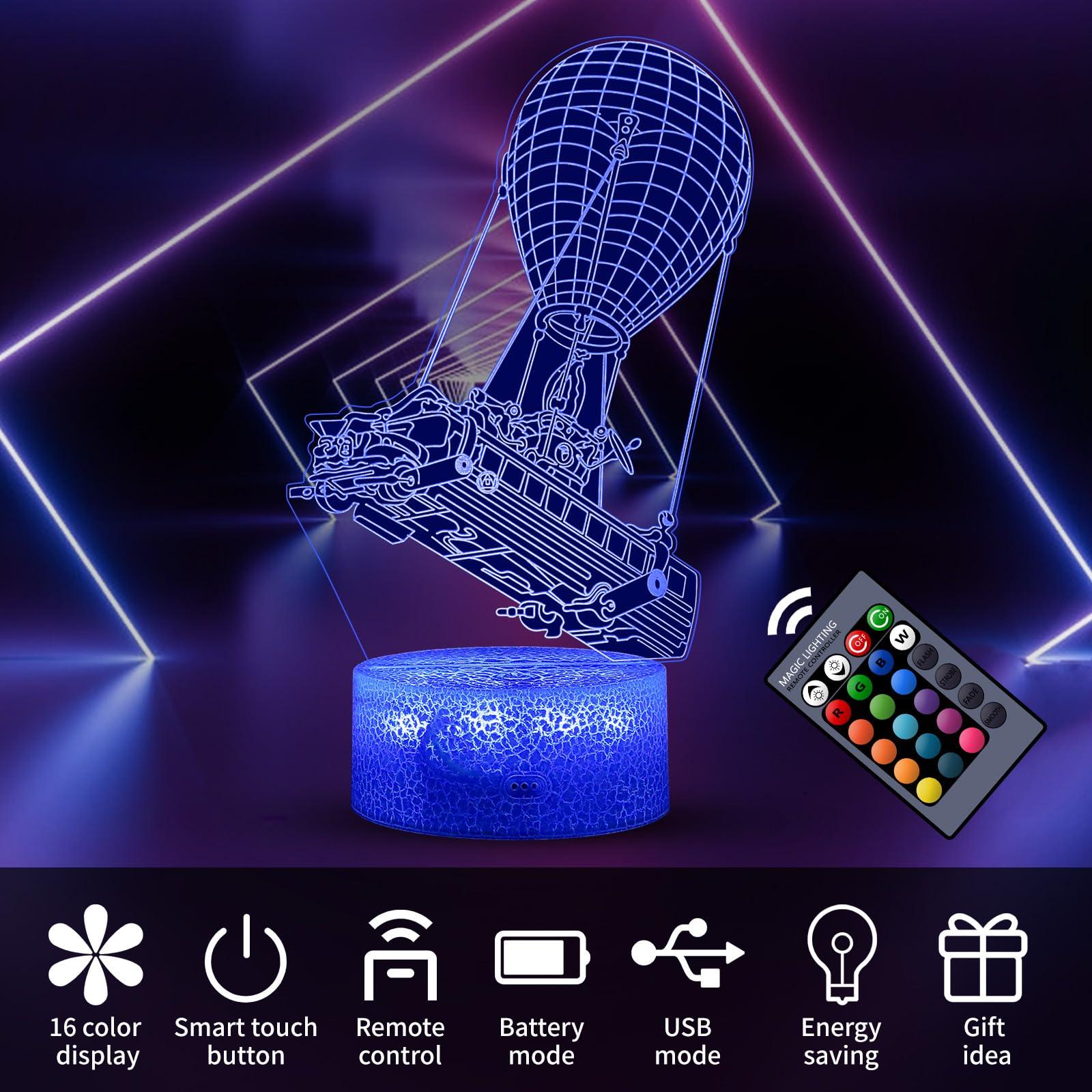 Battle bus Game Room Night Lights Lamp 3D LED Desk Table Light Remote Control & 16 Colors Battleroyal Players Modelling Birthday Holiday Christmas Festival Gift Ideas Decor for Boys Girls Teen - Image 7