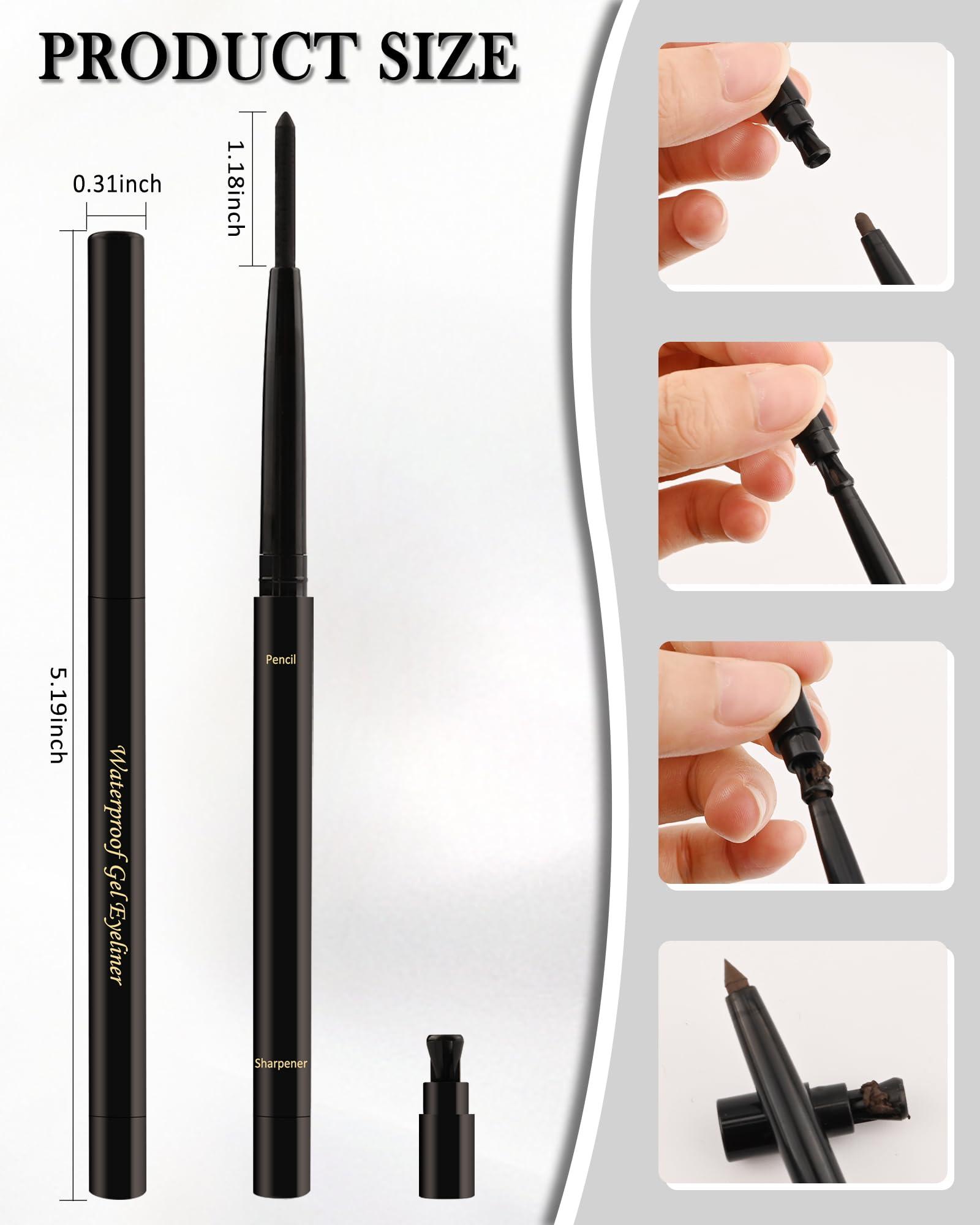 Black Gel Eyeliner for Older Women, Waterproof Smudge-Proof Retractable Eyeliner Pencil, Long Lasting 24H, Matte Cream Eyeliner Waterline with Sharpener, Eye Liner for Mature Women Sensitive Eyes-2Pcs - Image 7