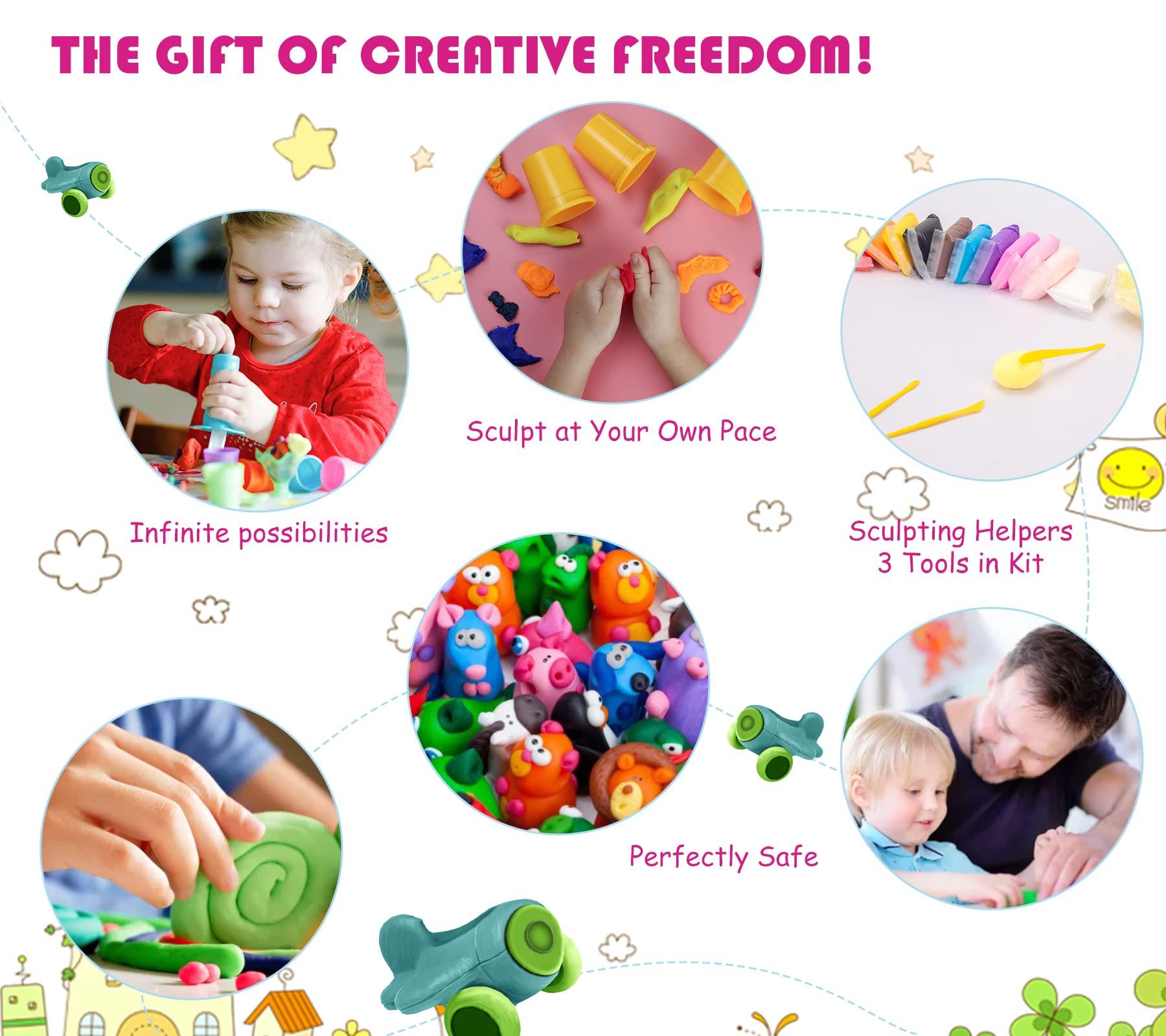 Air Dry Clay, 36 Colors Modeling Clay Kit with 3 Sculpting Tools, Magic Foam Clay for Kids and Adults, DIY Molding Clay Gift for Boys and Girls - Image 6