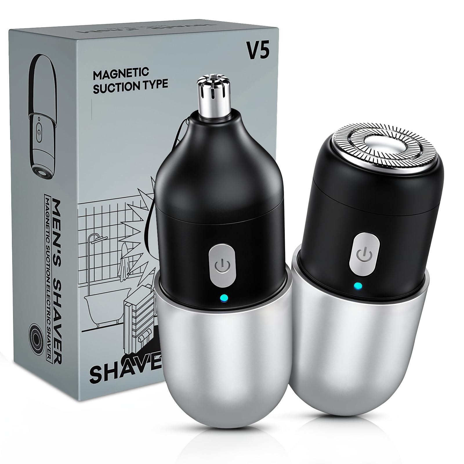 Facial - Nose Hair Remover Women and Men, 2 in 1 Professional USB Rechargeable Electric Face Shaver and Nose Trimmer, Facial Hair Trimmer Body Grooming with Waterproof Dual Edge Blades (Silver)