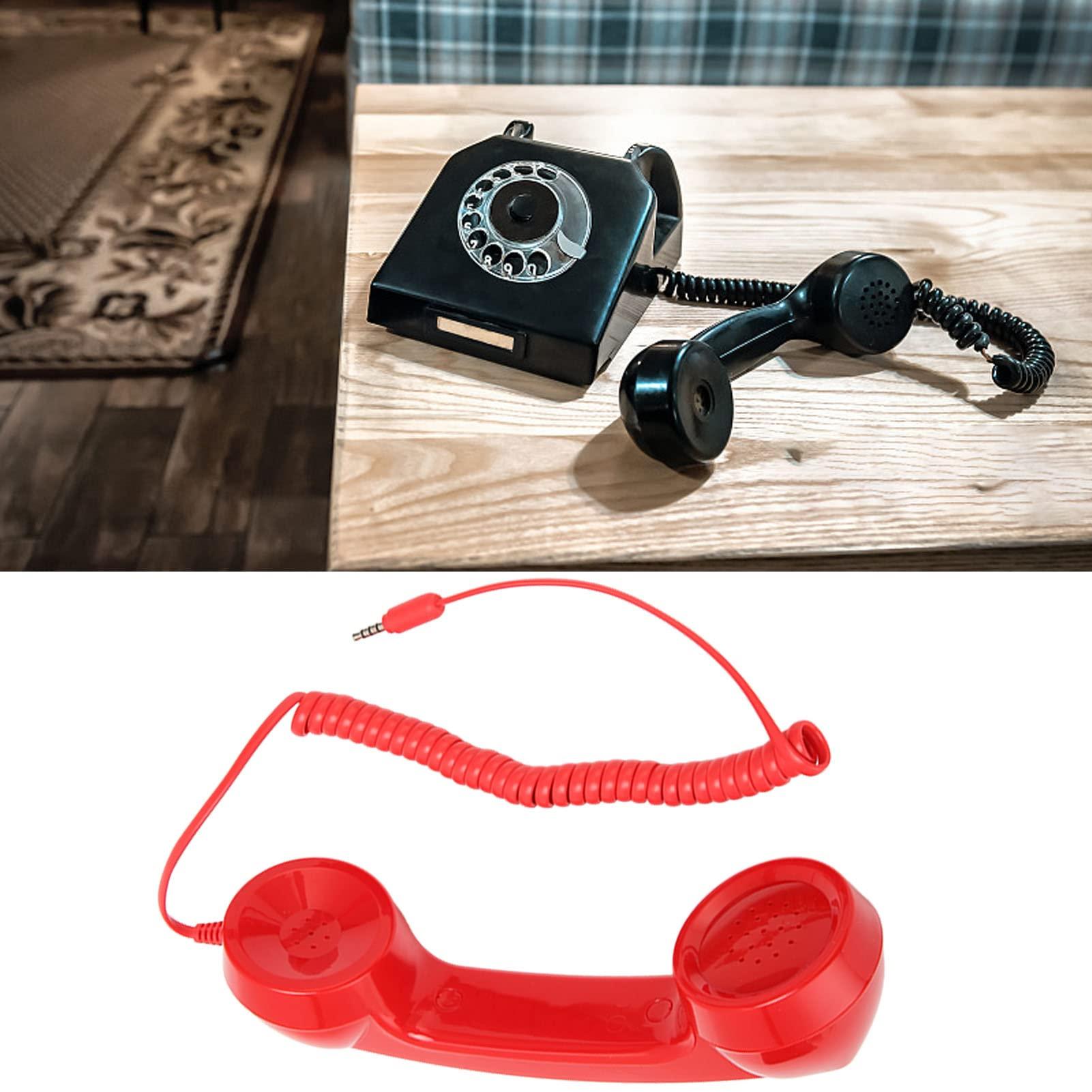 3.5mm Retro Phone Handset, Old School Cell Phone Handset, Raniation Proof Handheld Receiver Telephone for Home Office, Mobile Phones, Computers (Red) - Image 4