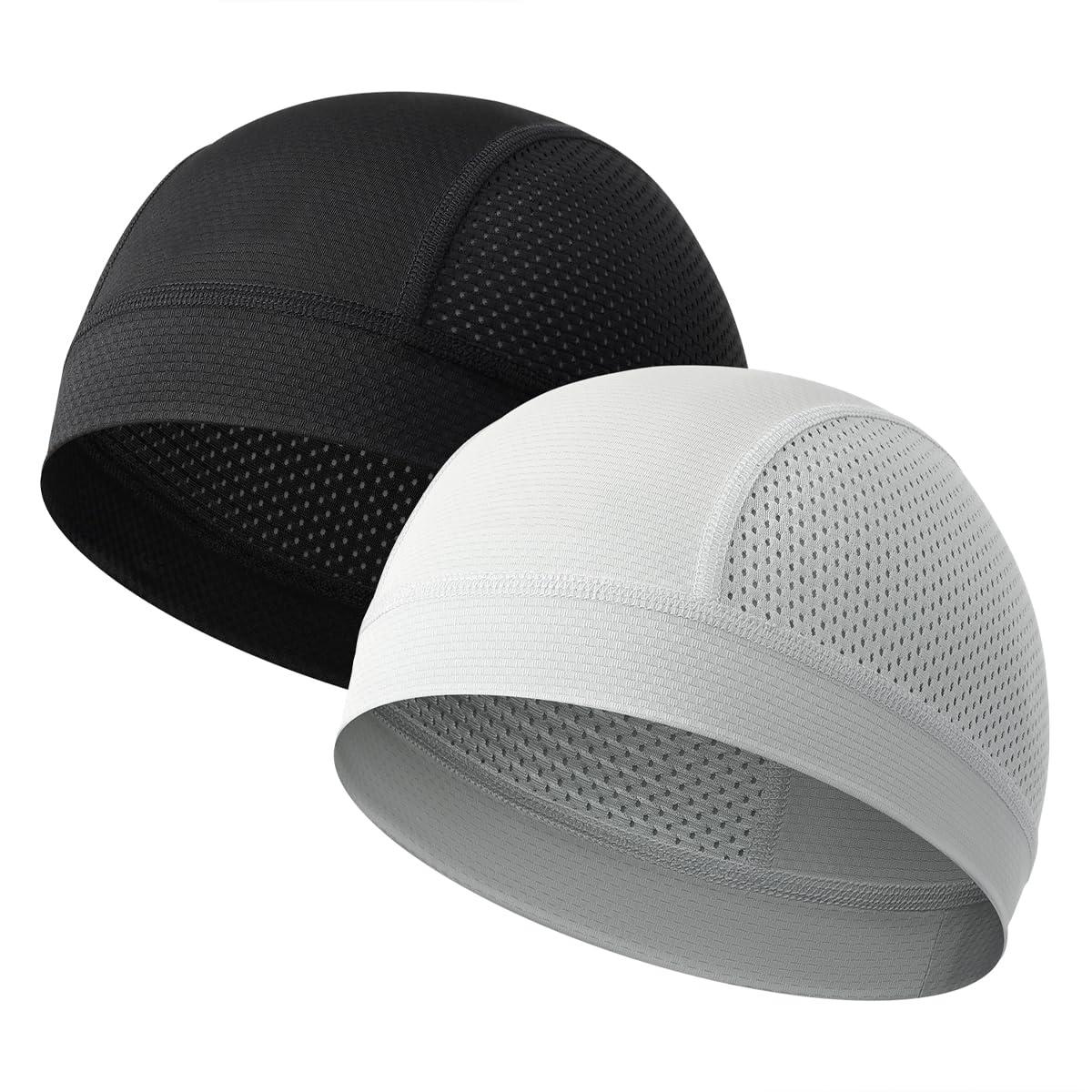 LMMHEIZI 2 Pack Summer Skull Cap Helmet Liner Breathable Cooling Beanie Running Cycling Hat for Men Women