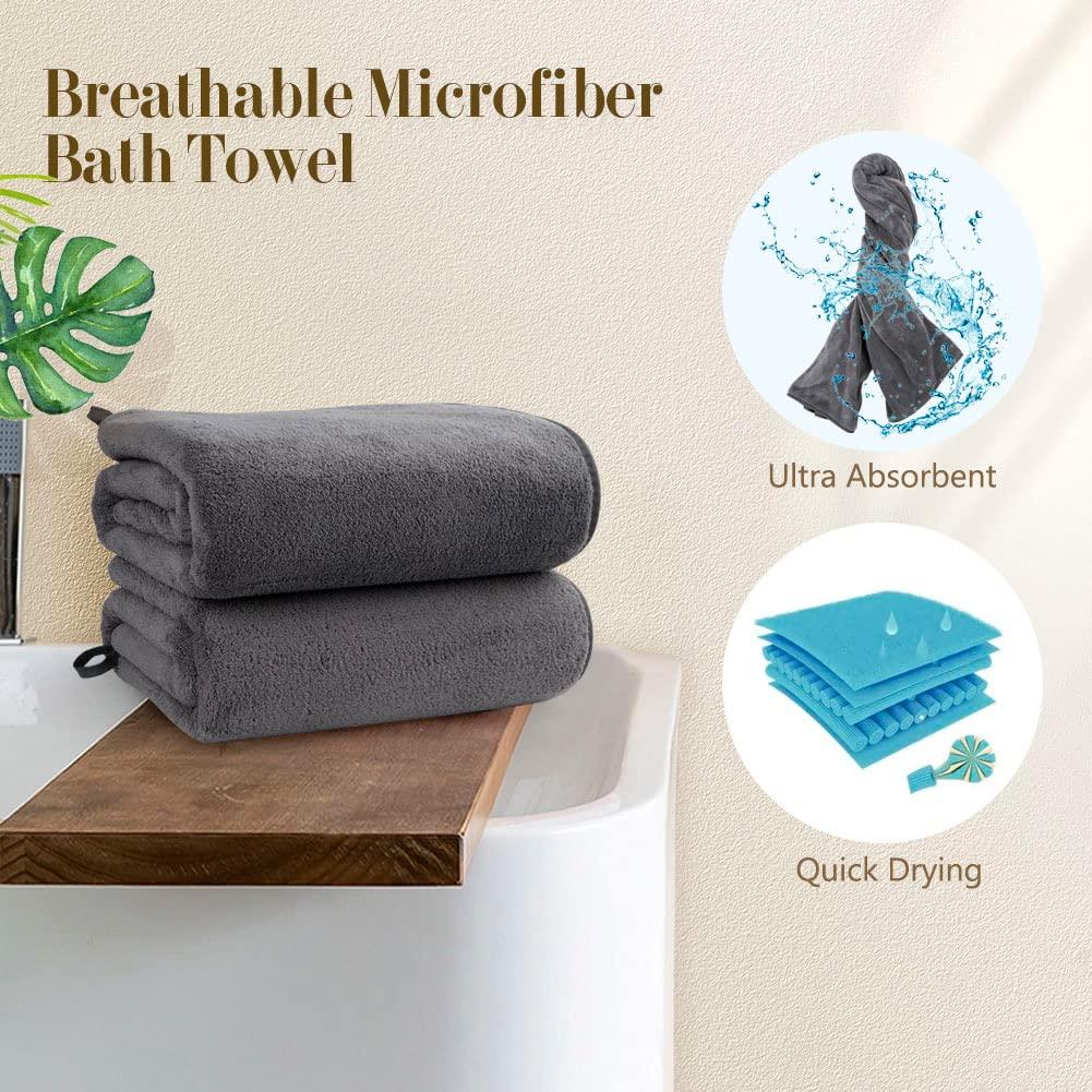 Orighty Bath Towels Pack of 2(27'' x 54'') - Soft Feel, Highly Absorbent, Quick Drying Microfiber for Body, Sport, Yoga, SPA, Fitness - Grey - Image 7