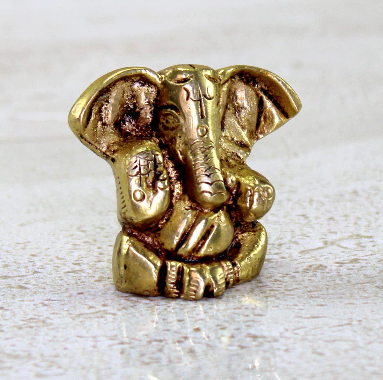 eSplanade Brass Ganesha Idol - 1.2 inches (Small Size) | Home Decor | Ganesh Ganesha | Bal Ganesh | Ganpati Ganapati Murti Statue (Antique) - Image 2