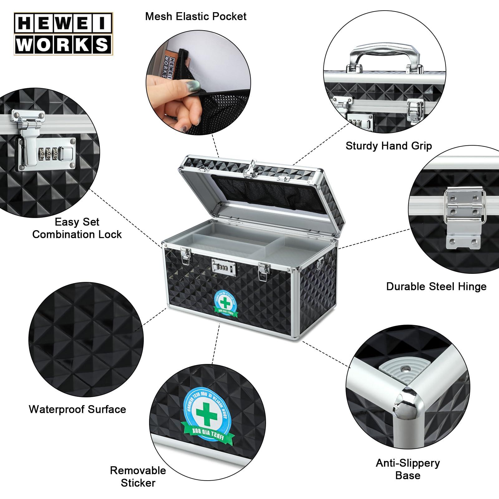 HEWEI WORKS Storage Lock Box with Combination Lock, Lockable Medicine Storage Box, Empty First Aid Box, Security Lock Box, Multipurpose Locking Box for Home and Outdoor Use (Black, X-Large) - Image 4
