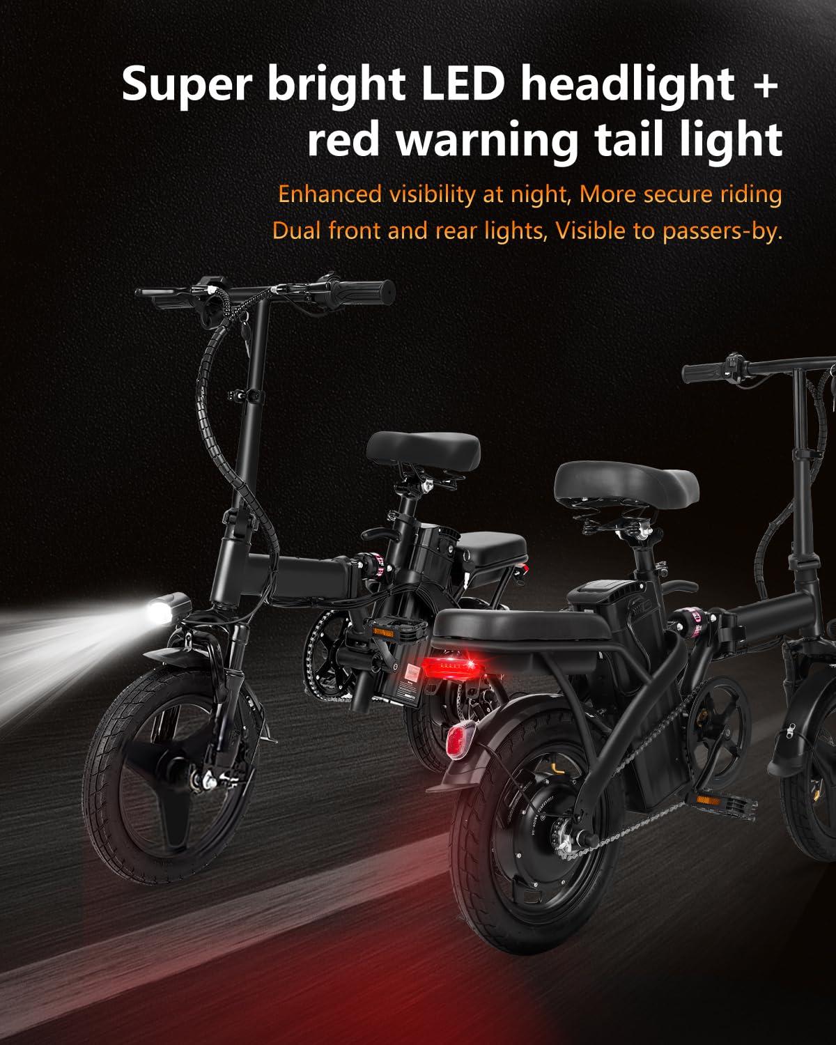 Setohet 14" A1 Electric Bike Easy Folding, Commuter Electric Bicycle for Adult, City E-Bike Peak 500W Motor, 576 Wh Removeable Battery,Max Range 20 Miles & Max Speed 20 Mph,Mini Ebikes - Image 5